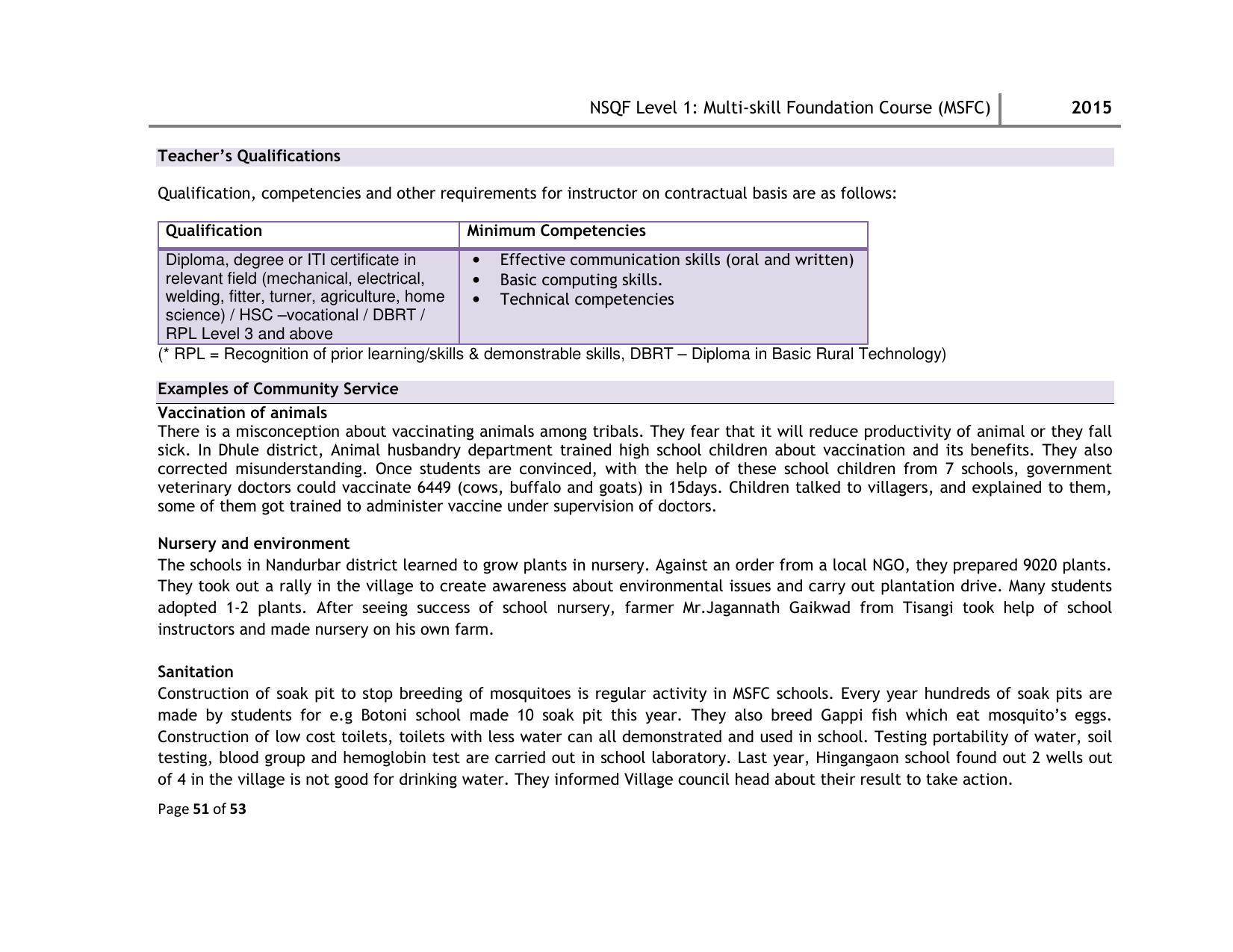 Maharashtra SSC Multi Skill Foundation Course (MSFC) Level I Syllabus - Page 51