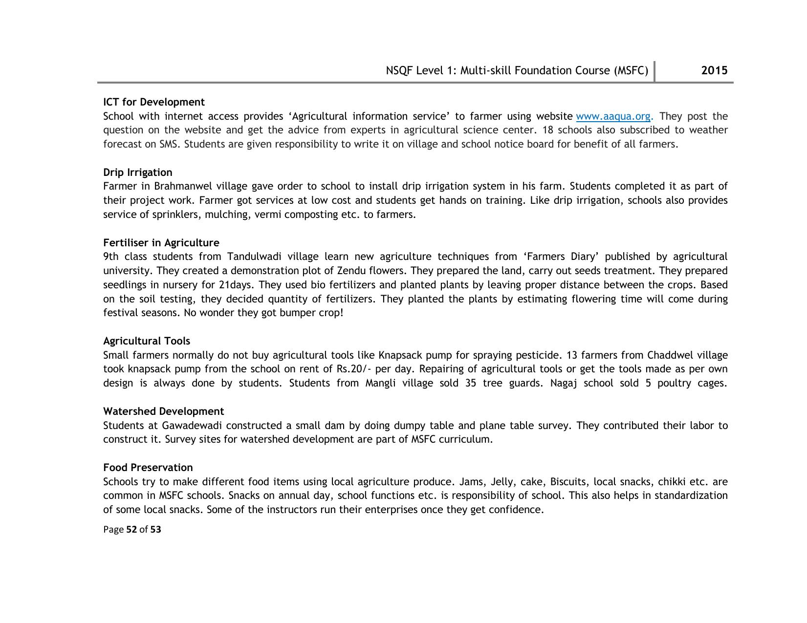 Maharashtra SSC Multi Skill Foundation Course (MSFC) Level I Syllabus - Page 52