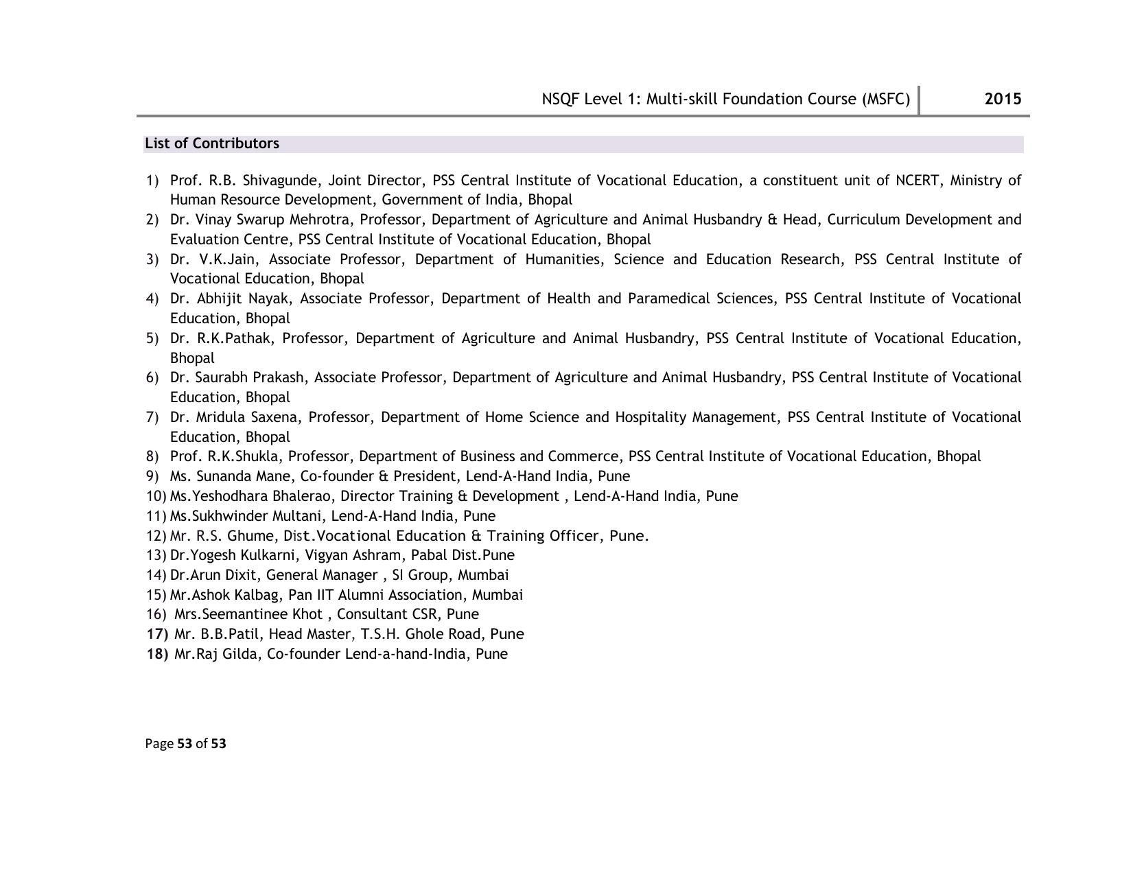 Maharashtra SSC Multi Skill Foundation Course (MSFC) Level I Syllabus - Page 53