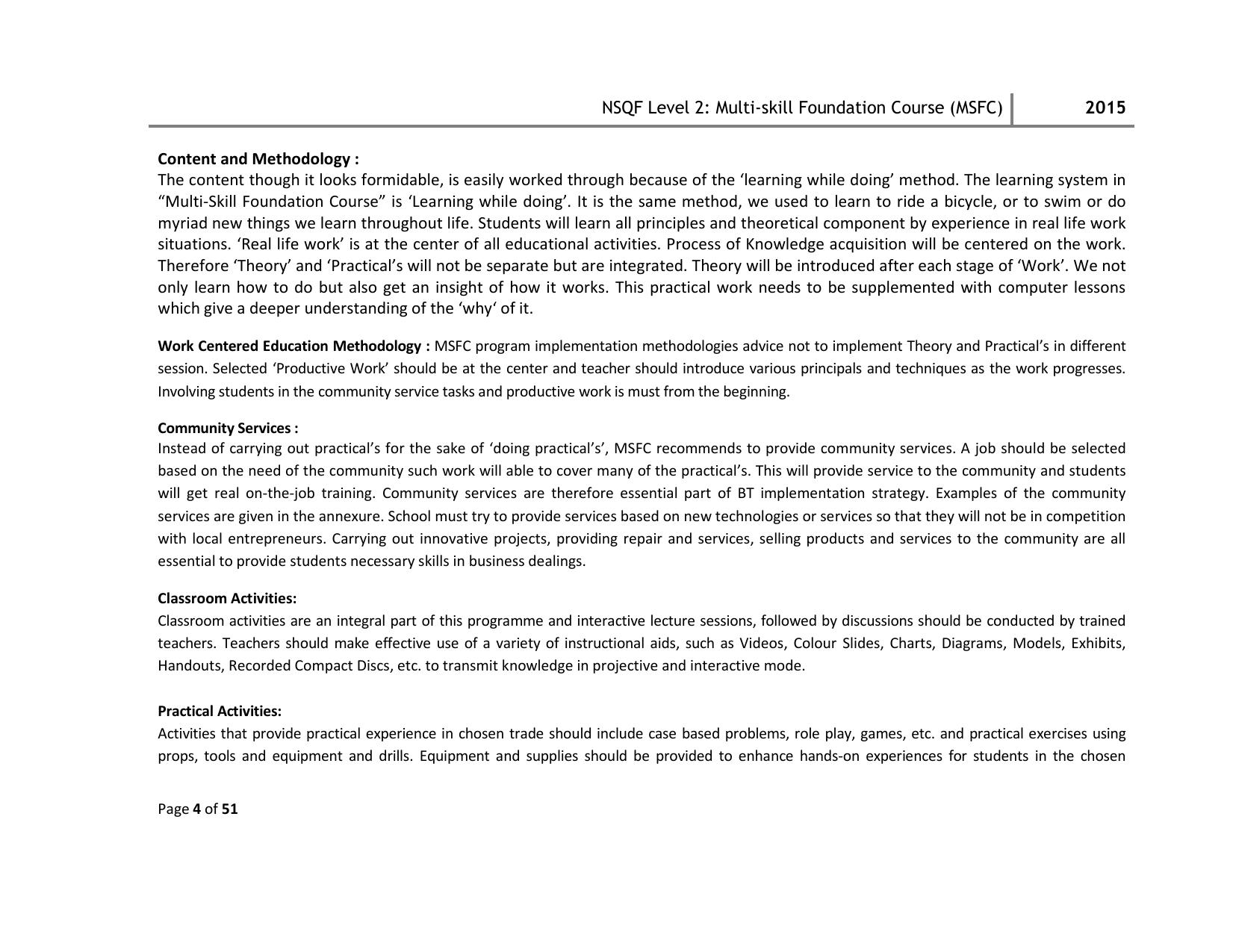 Maharashtra SSC Multi Skill Foundation Course (MSFC) Level I Syllabus - Page 57