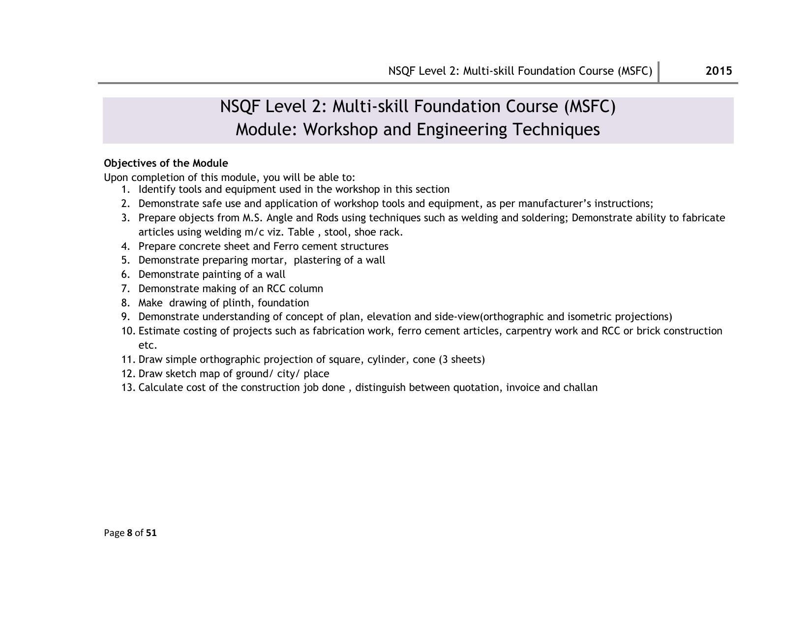 Maharashtra SSC Multi Skill Foundation Course (MSFC) Level I Syllabus - Page 61