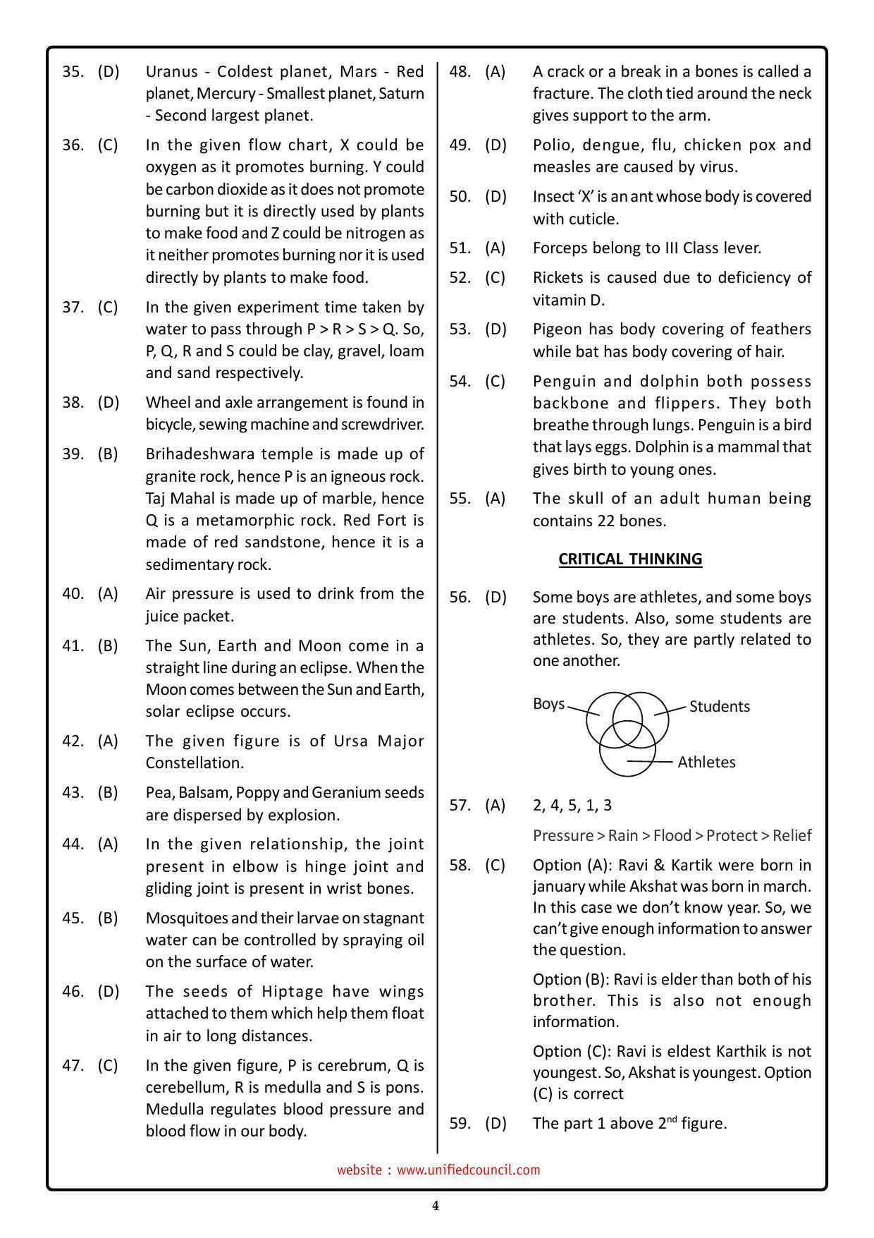 NSTSE 2023 Class 5 Answer Key (Paper Code 484) - Page 4