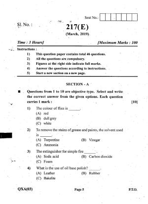 Gujarat Board Class 12th Question Paper March 2019: 217 (GE)