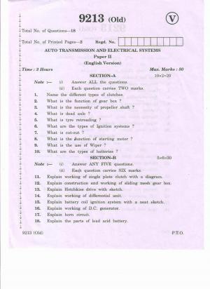 AP Inter 2nd Year Vocational Question Paper March - 2020  - Auto Transmission Electrical Systems - II (old)