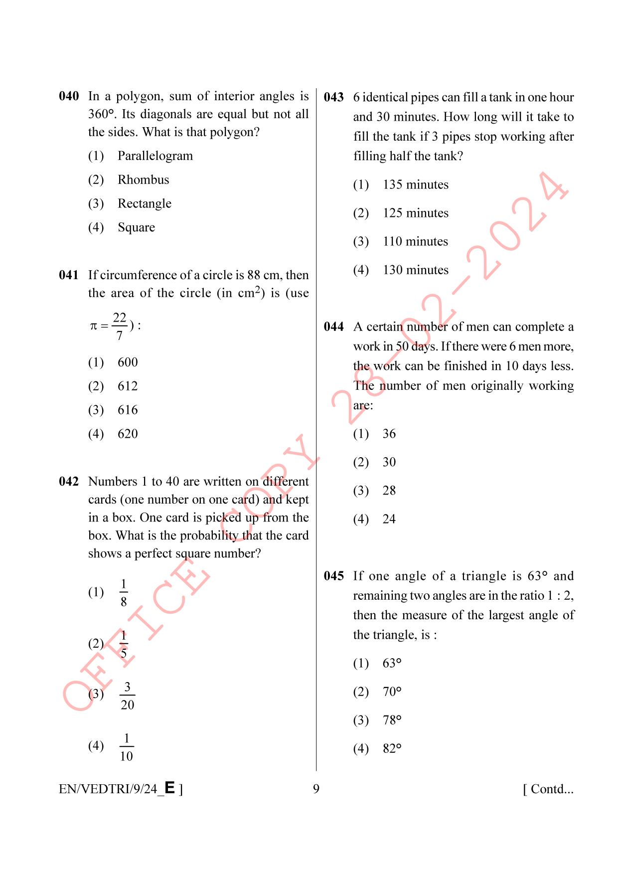 AISSEE Class IX English Set E 2024 Question Paper - Page 9