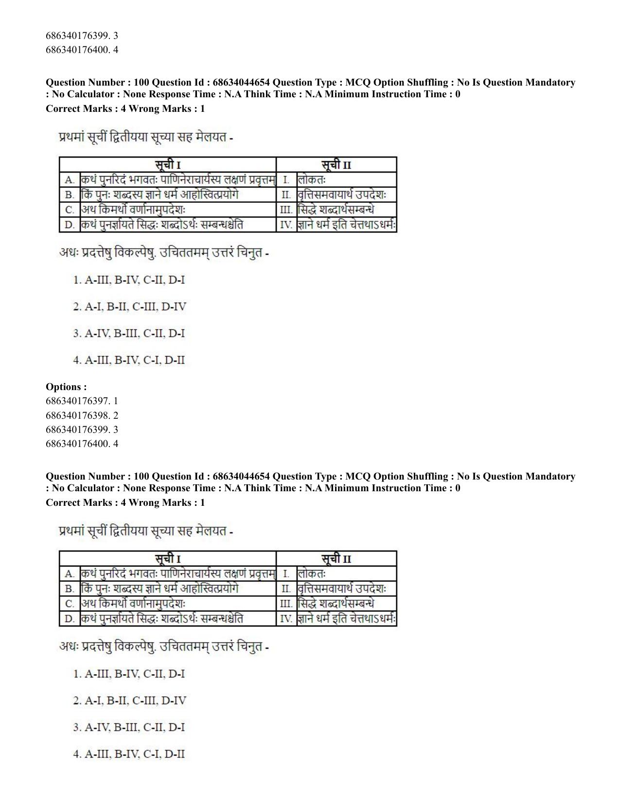 CUET PG 2023: ACQP25 - Vyakaran (BHU) (Hin)- Shift 3 (30-06-2023) Question Paper - Page 151
