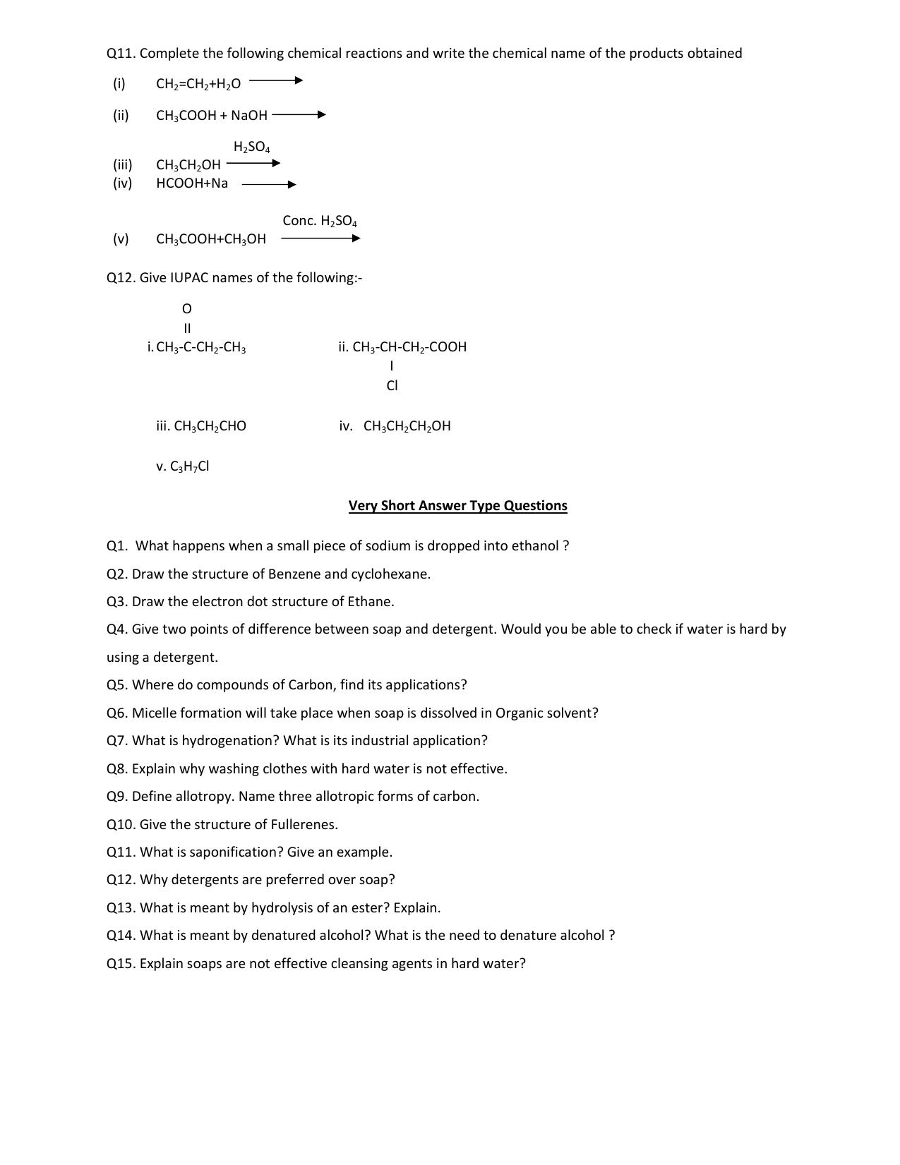 JKBOSE Class 10 Carbon and its Compounds (Chemistry) Question Bank - Page 2