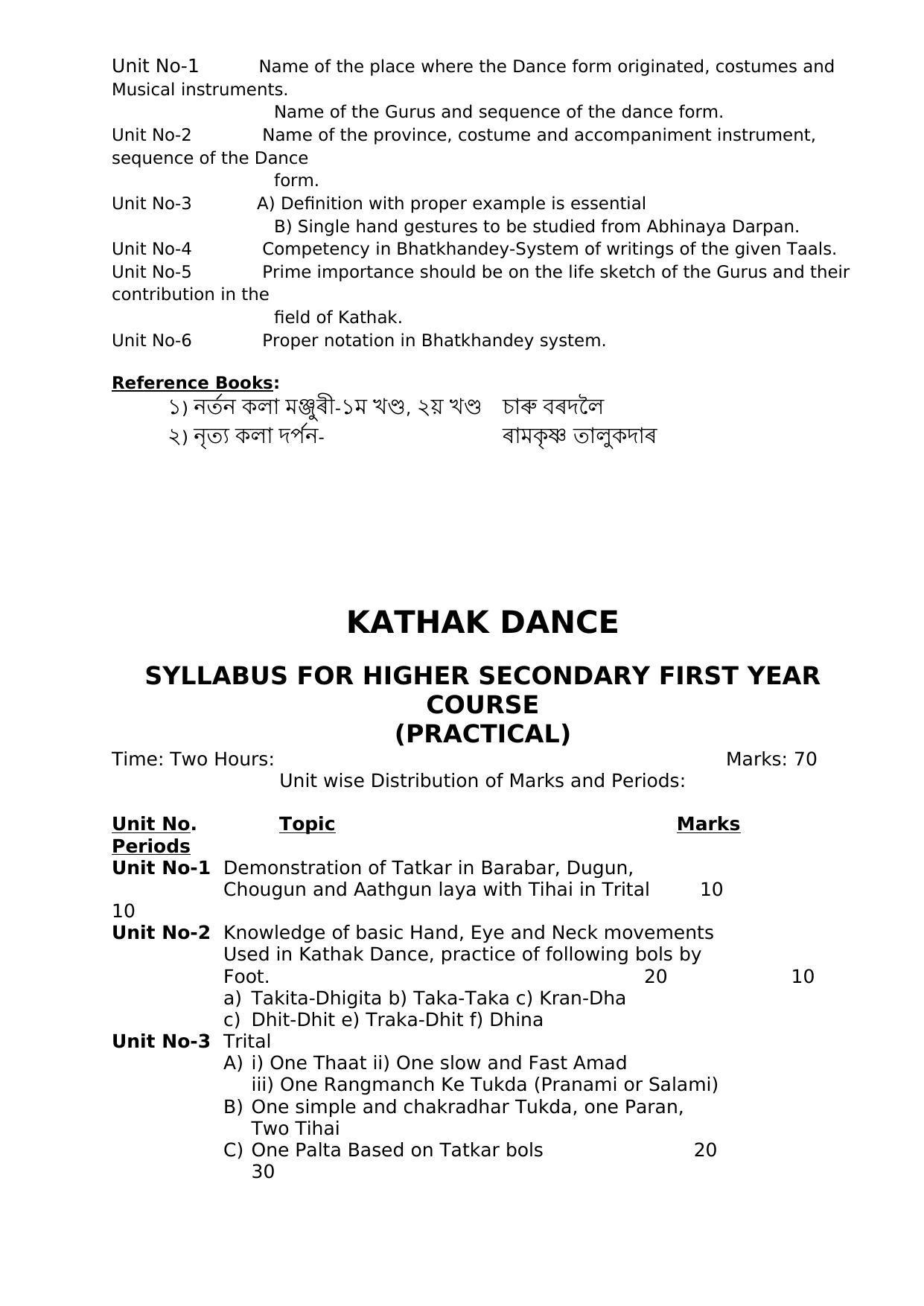 AHSEC 1st Year Kathak Dance Syllabus - Page 4