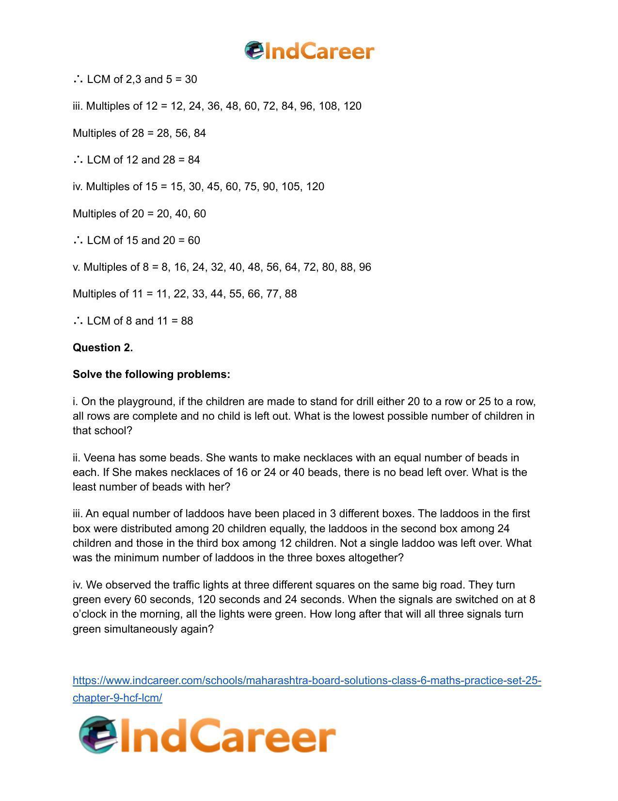 Maharashtra Board Solutions Class 6-Maths (Practice Set 25): Chapter 9- HCF-LCM - Page 3