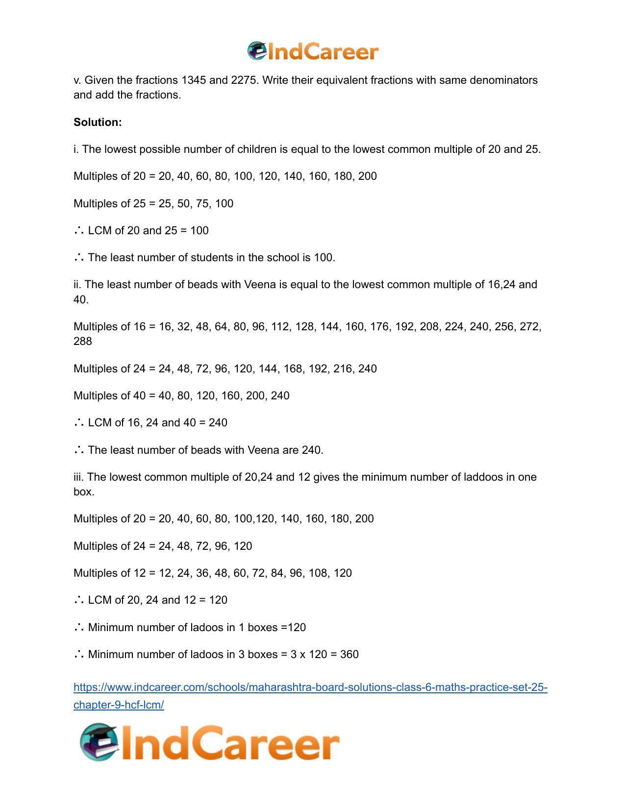 Maharashtra Board Solutions Class 6-Maths (Practice Set 25): Chapter 9- HCF-LCM - Page 4