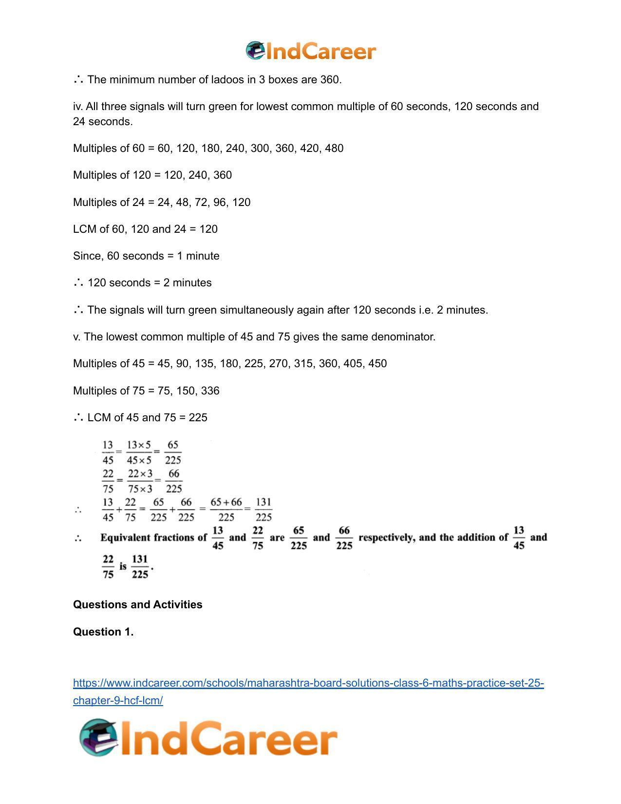 Maharashtra Board Solutions Class 6-Maths (Practice Set 25): Chapter 9- HCF-LCM - Page 5