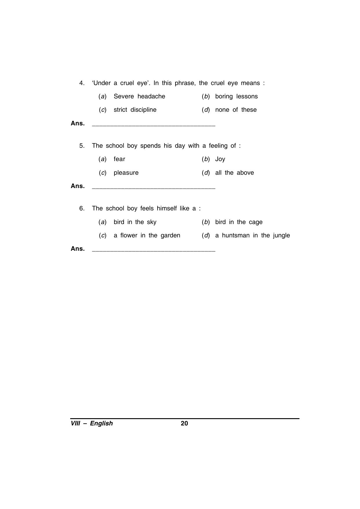 CBSE Worksheets for Class 8 English Assignment 76 - IndCareer Docs