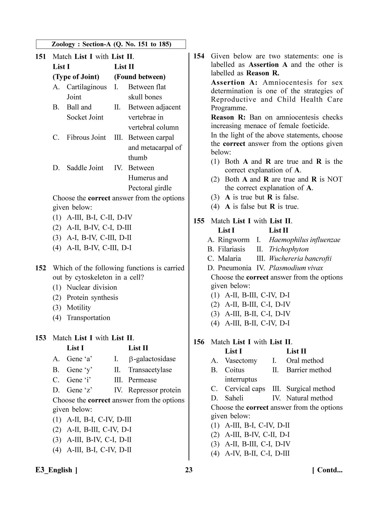 NEET 2023 G5 Official Answer Key - Page 23