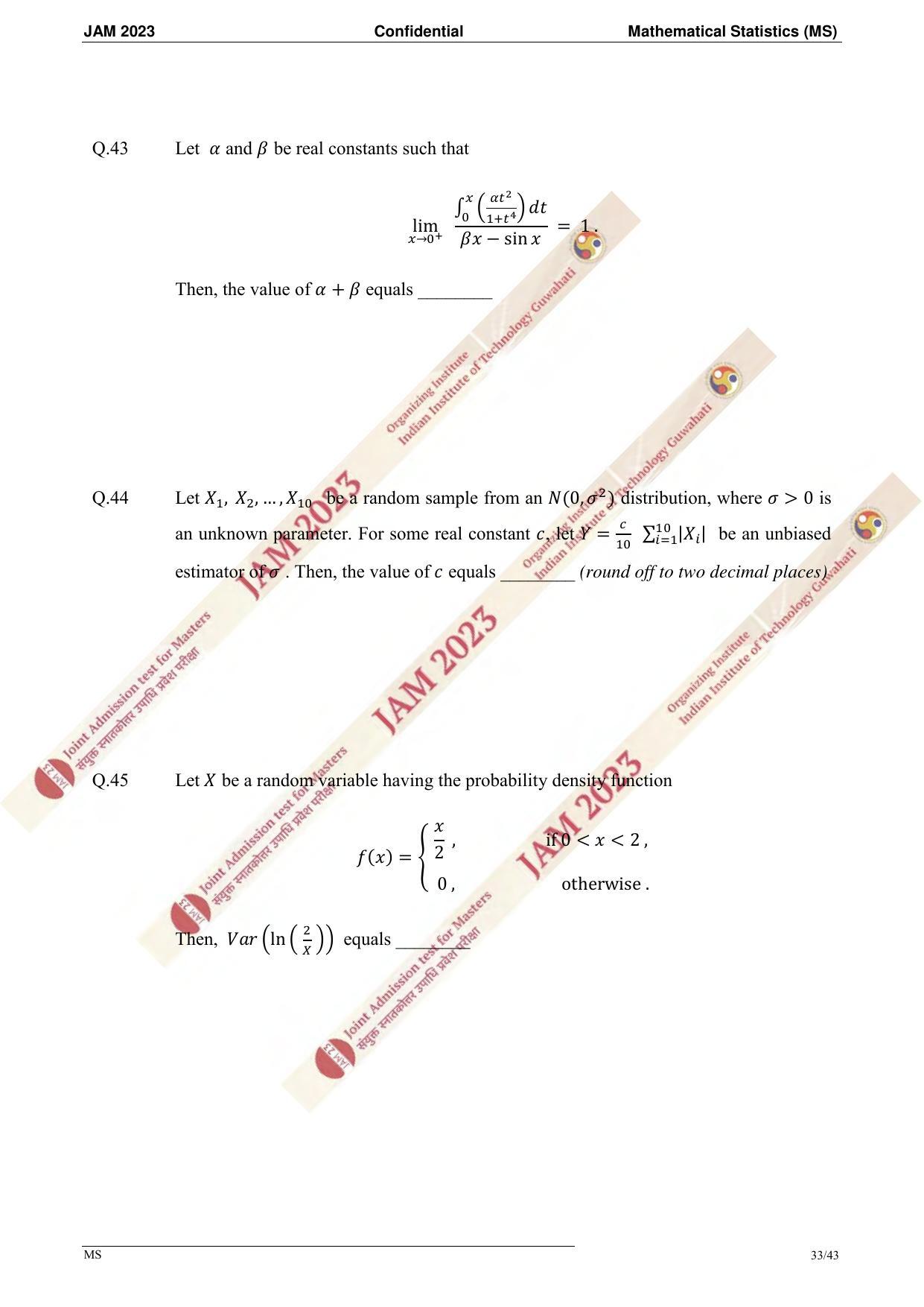 JAM 2023: MS Question Paper - Page 31