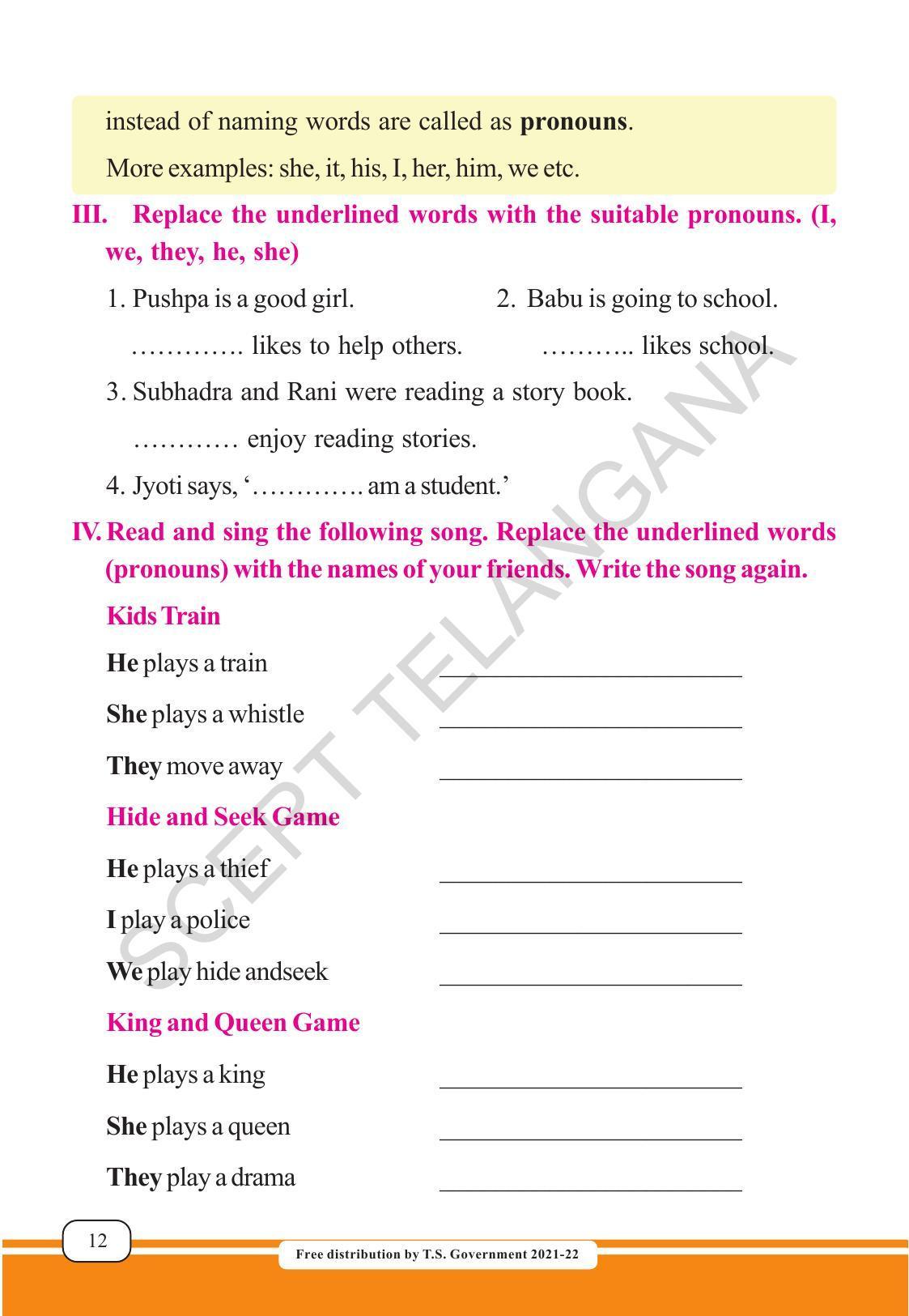TS SCERT Class 4 English (English Medium) Text Book - Page 20