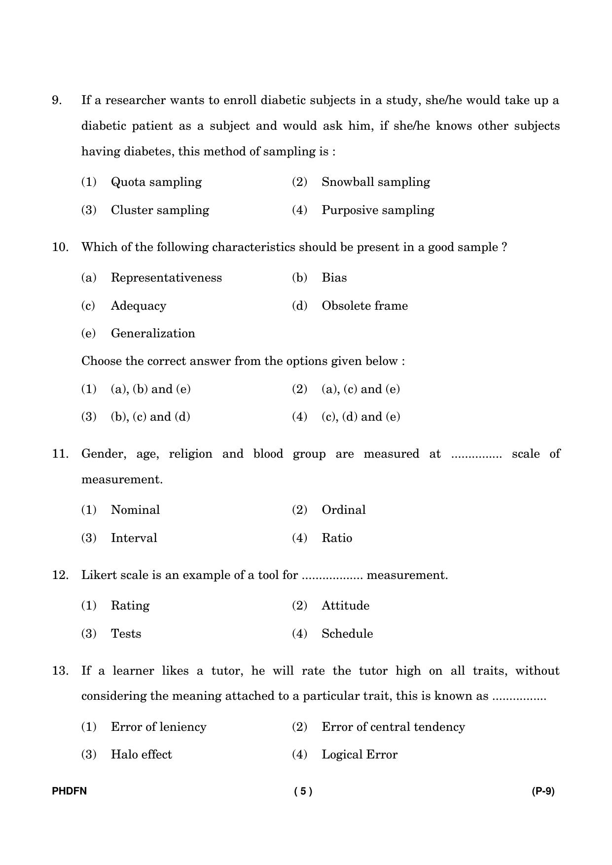 IGNOU PhD Entrance Test Ph. D. (Food & Nutrition) Entrance Test, July, 2023 Question Paper - Page 6