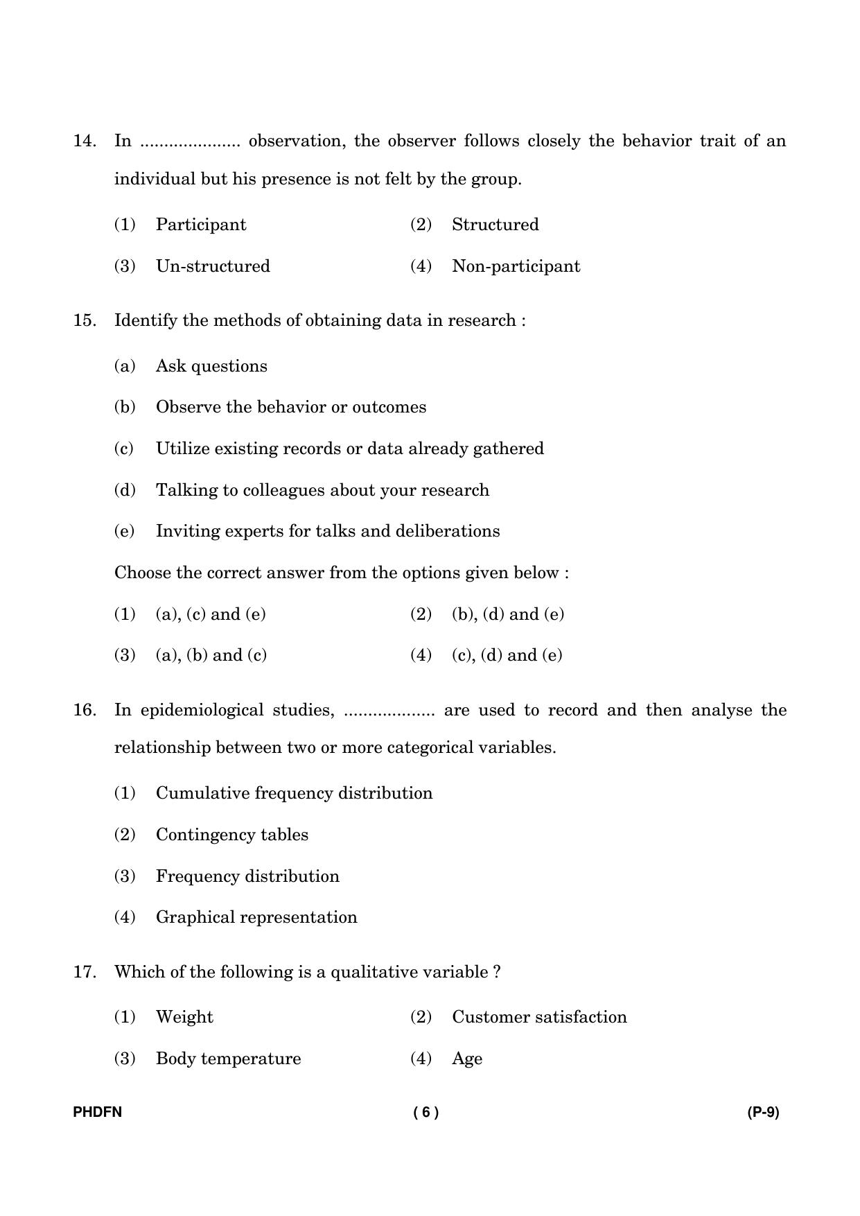 IGNOU PhD Entrance Test Ph. D. (Food & Nutrition) Entrance Test, July, 2023 Question Paper - Page 7