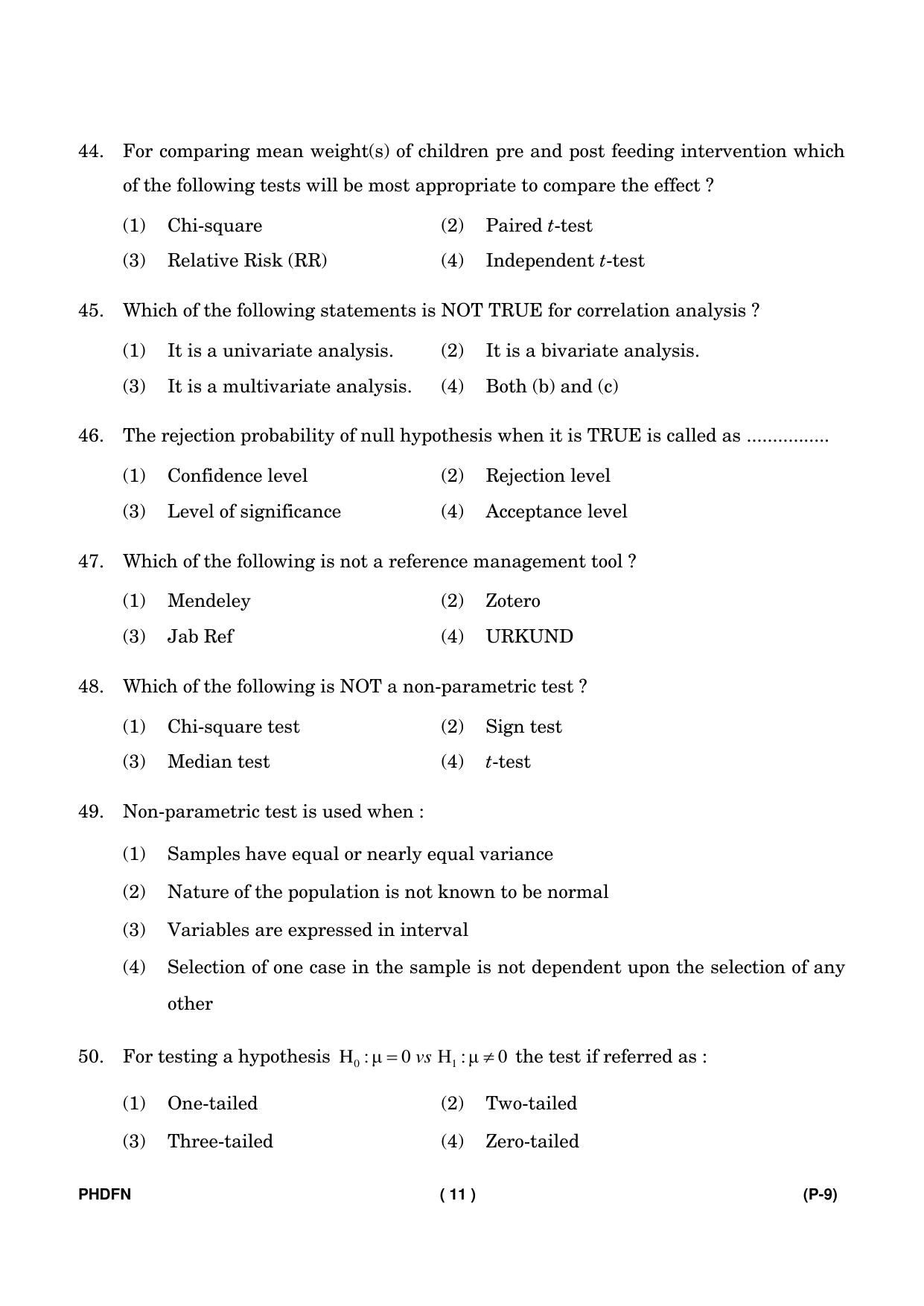 IGNOU PhD Entrance Test Ph. D. (Food & Nutrition) Entrance Test, July, 2023 Question Paper - Page 12