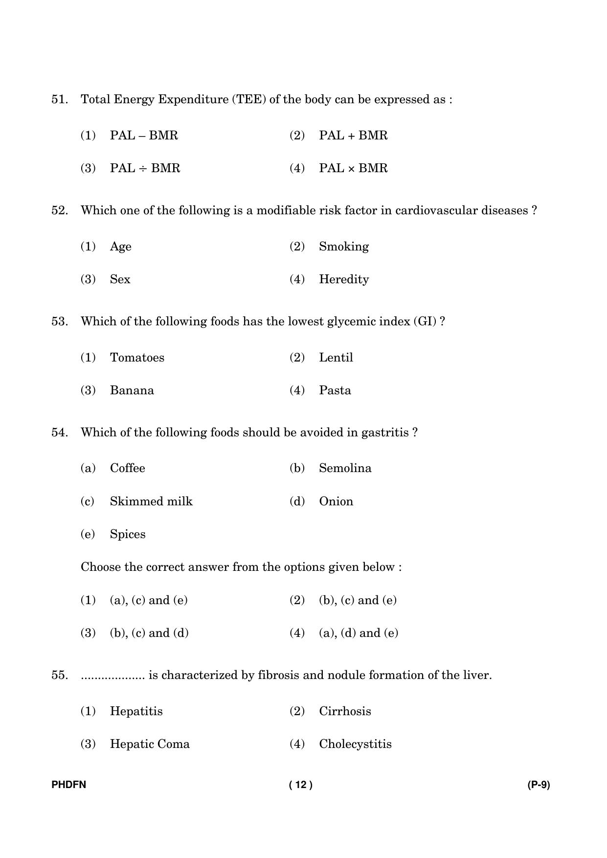 IGNOU PhD Entrance Test Ph. D. (Food & Nutrition) Entrance Test, July, 2023 Question Paper - Page 13