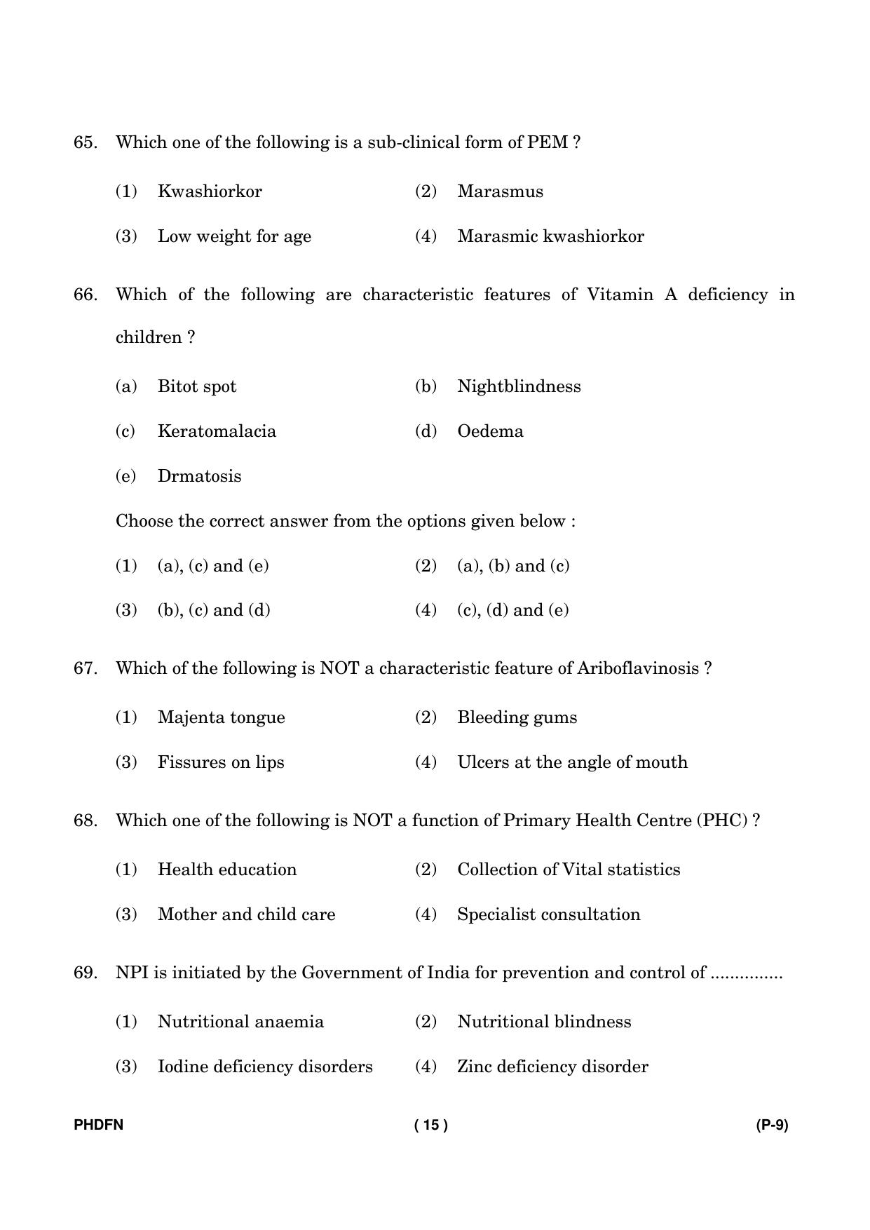 IGNOU PhD Entrance Test Ph. D. (Food & Nutrition) Entrance Test, July, 2023 Question Paper - Page 16