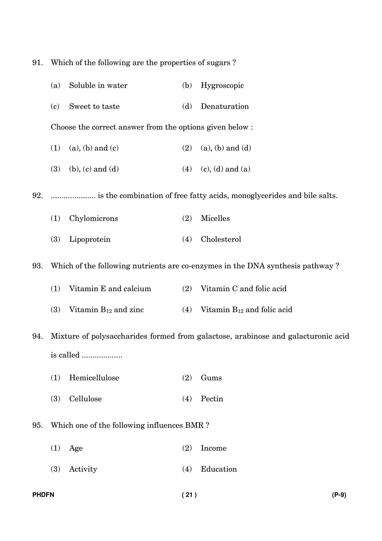 IGNOU PhD Entrance Test Ph. D. (Food & Nutrition) Entrance Test, July, 2023 Question Paper - Page 22