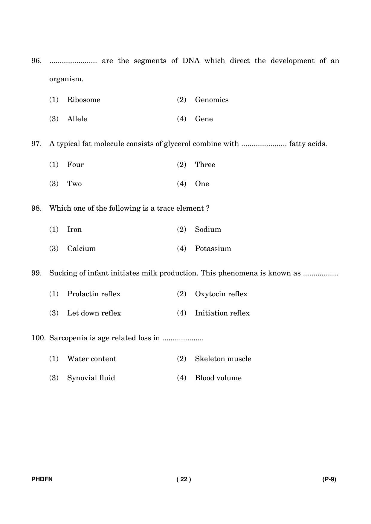 IGNOU PhD Entrance Test Ph. D. (Food & Nutrition) Entrance Test, July, 2023 Question Paper - Page 23