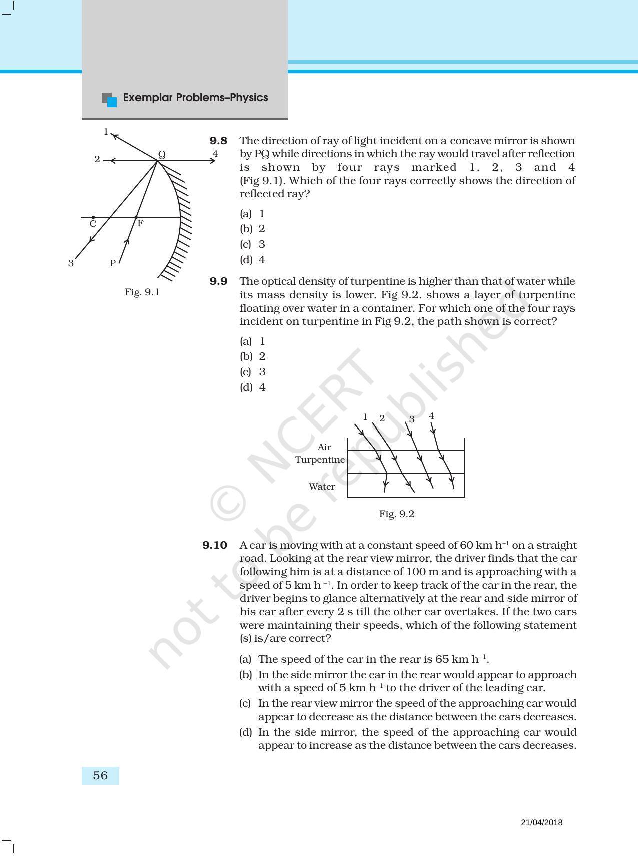 Ncert Exemplar Book For Class 12 Physics Chapter 9 Ray Optics And