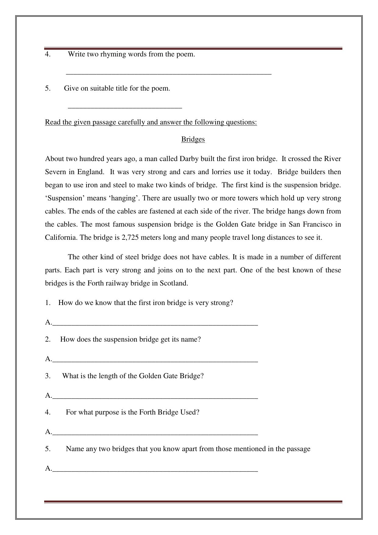 Worksheet for Class 5 English Assignment 9 - Page 11