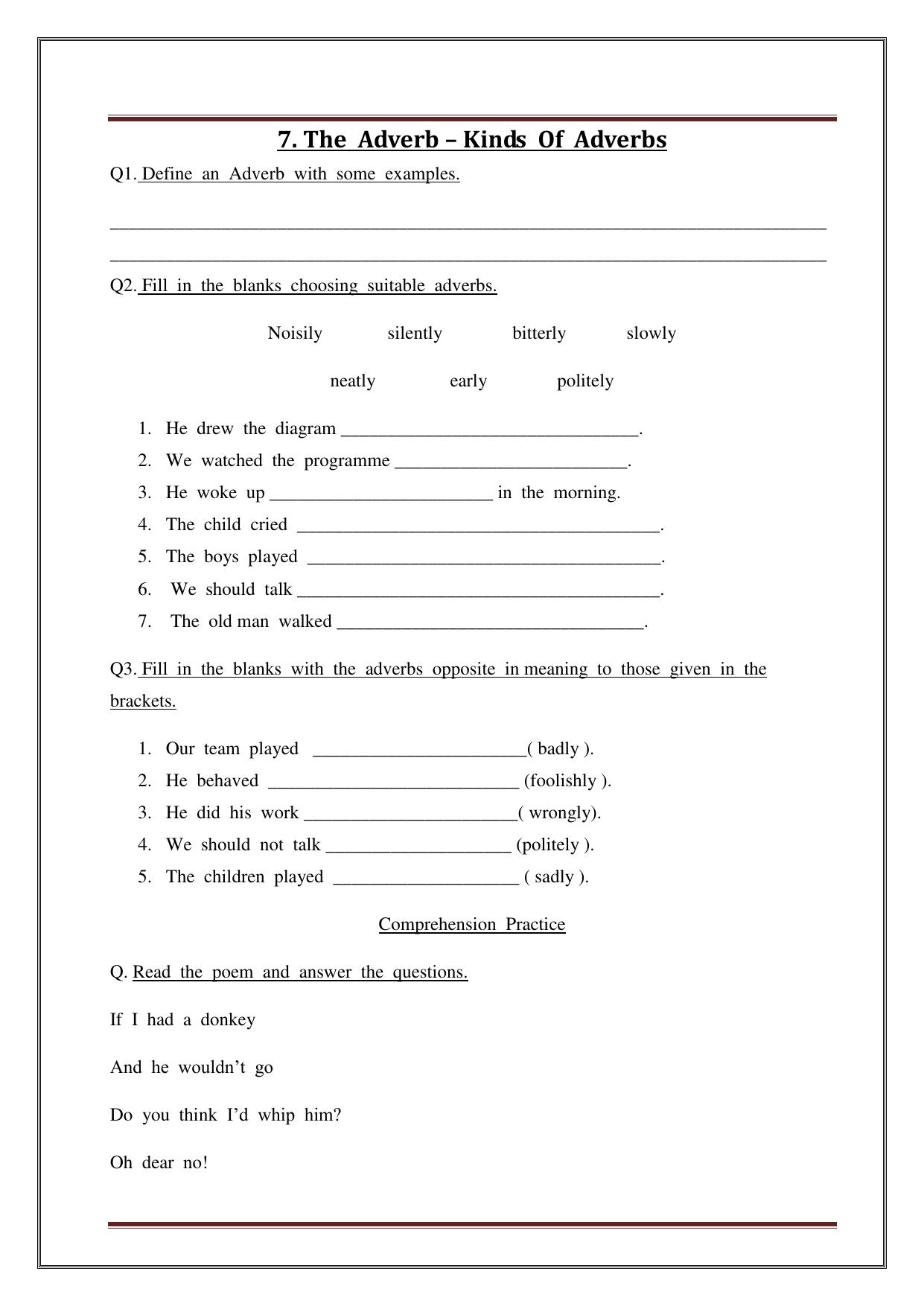 Worksheet for Class 5 English Assignment 9 - Page 13