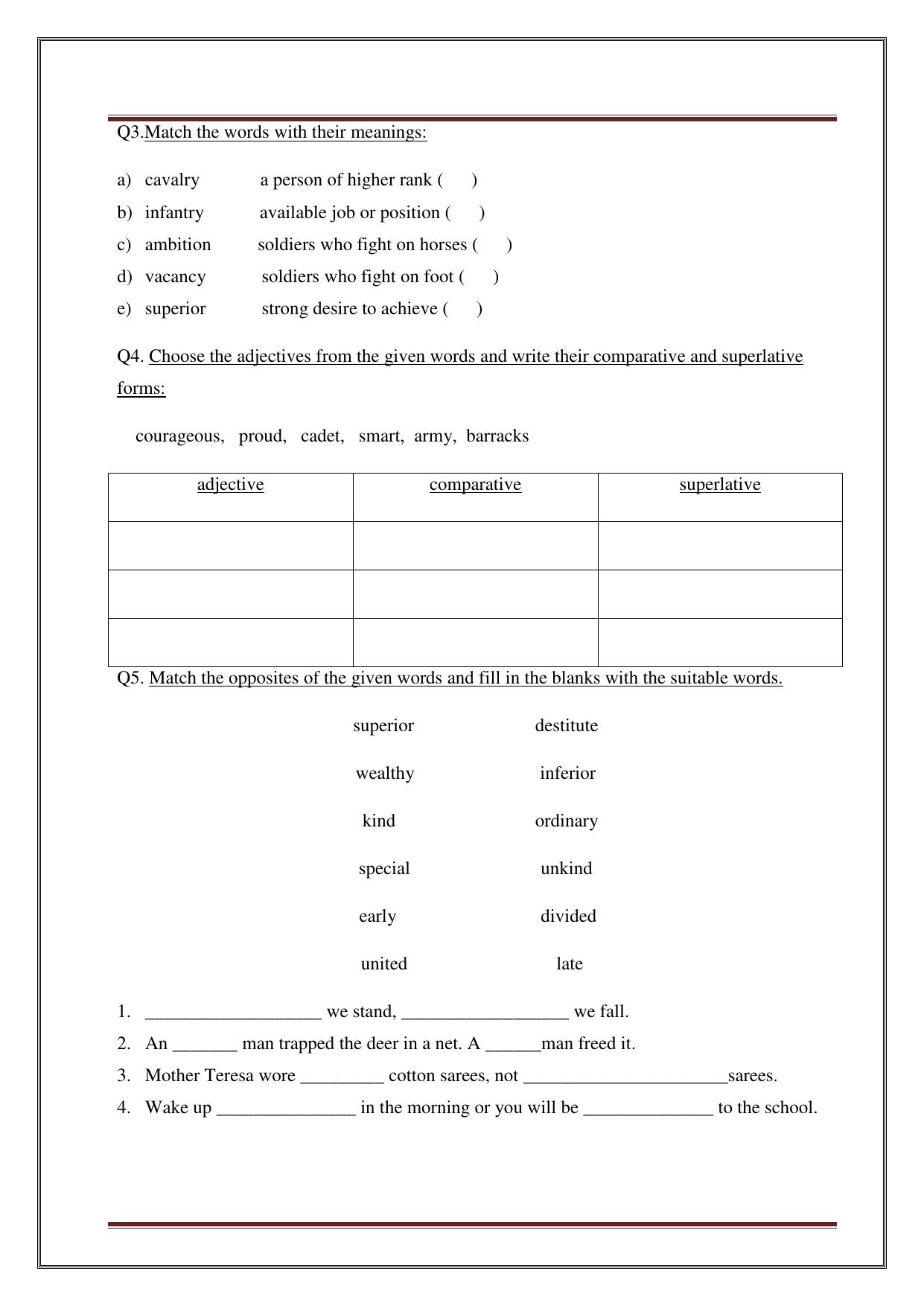 Worksheet for Class 5 English Assignment 9 - Page 17