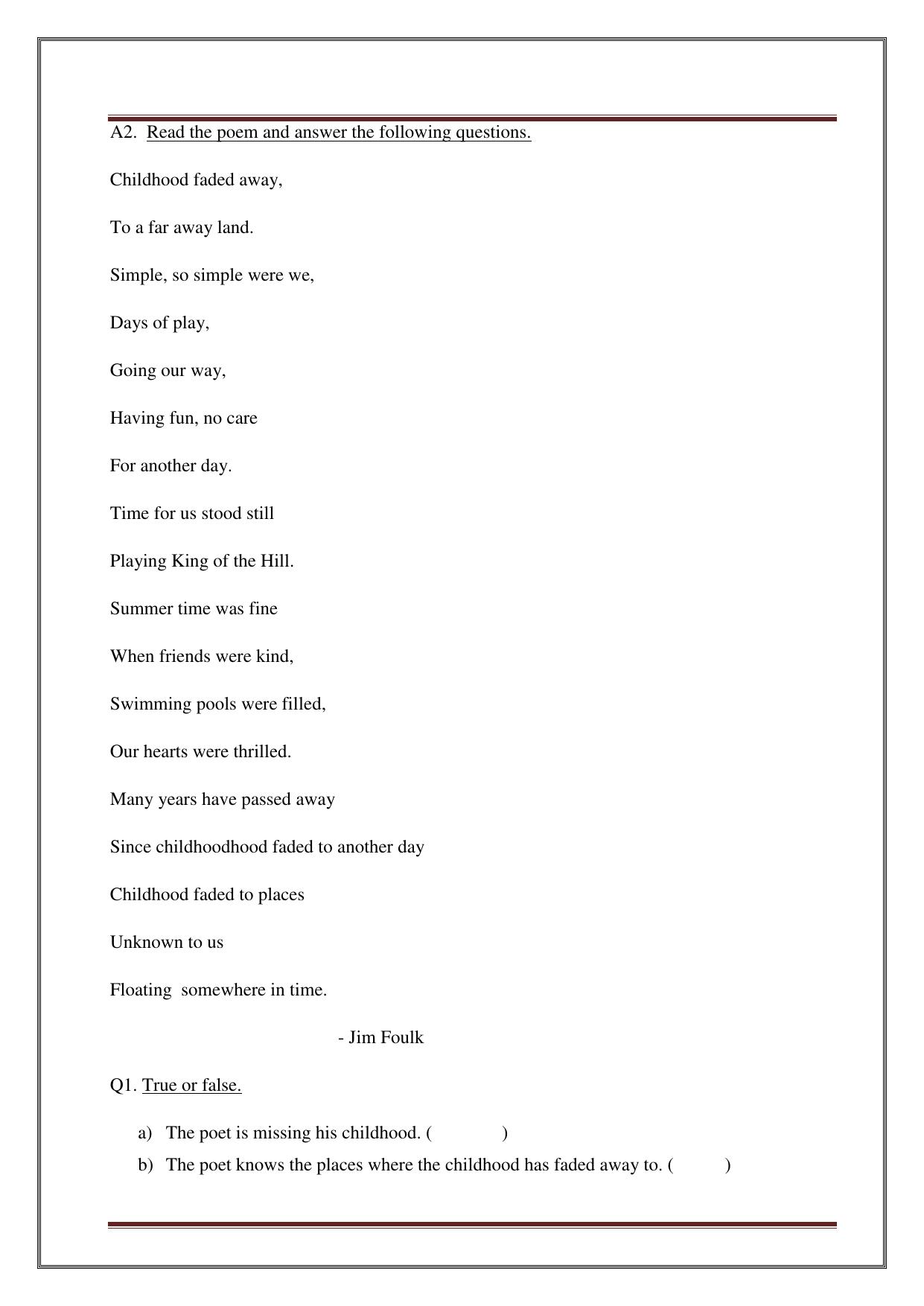 Worksheet for Class 5 English Assignment 9 - Page 18
