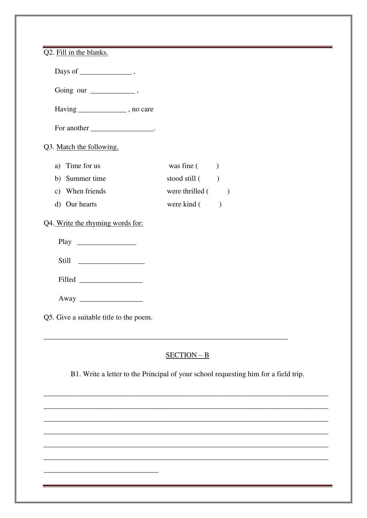 Worksheet for Class 5 English Assignment 9 - Page 19