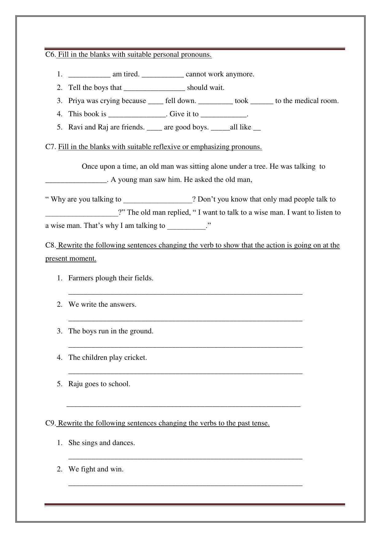 Worksheet for Class 5 English Assignment 9 - Page 22