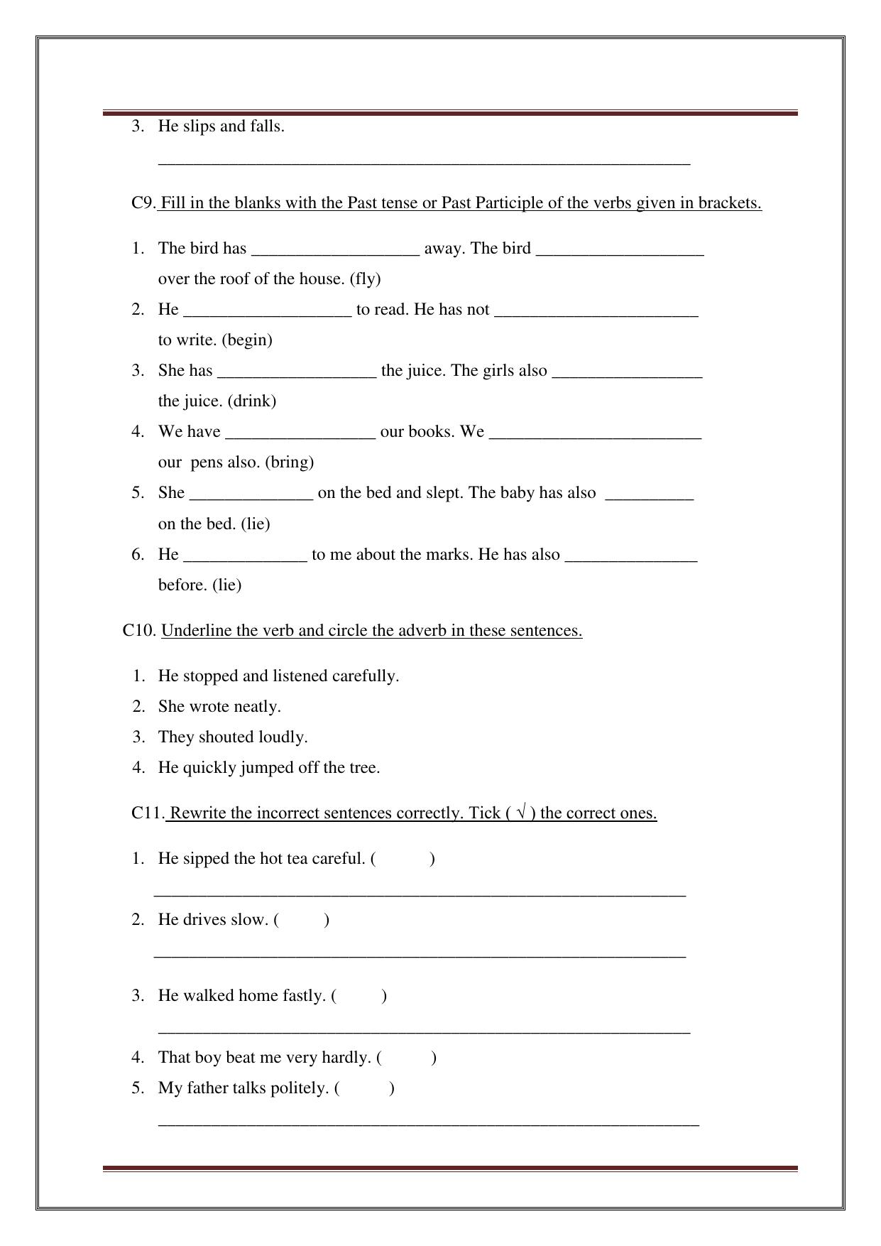 Worksheet for Class 5 English Assignment 9 - Page 23