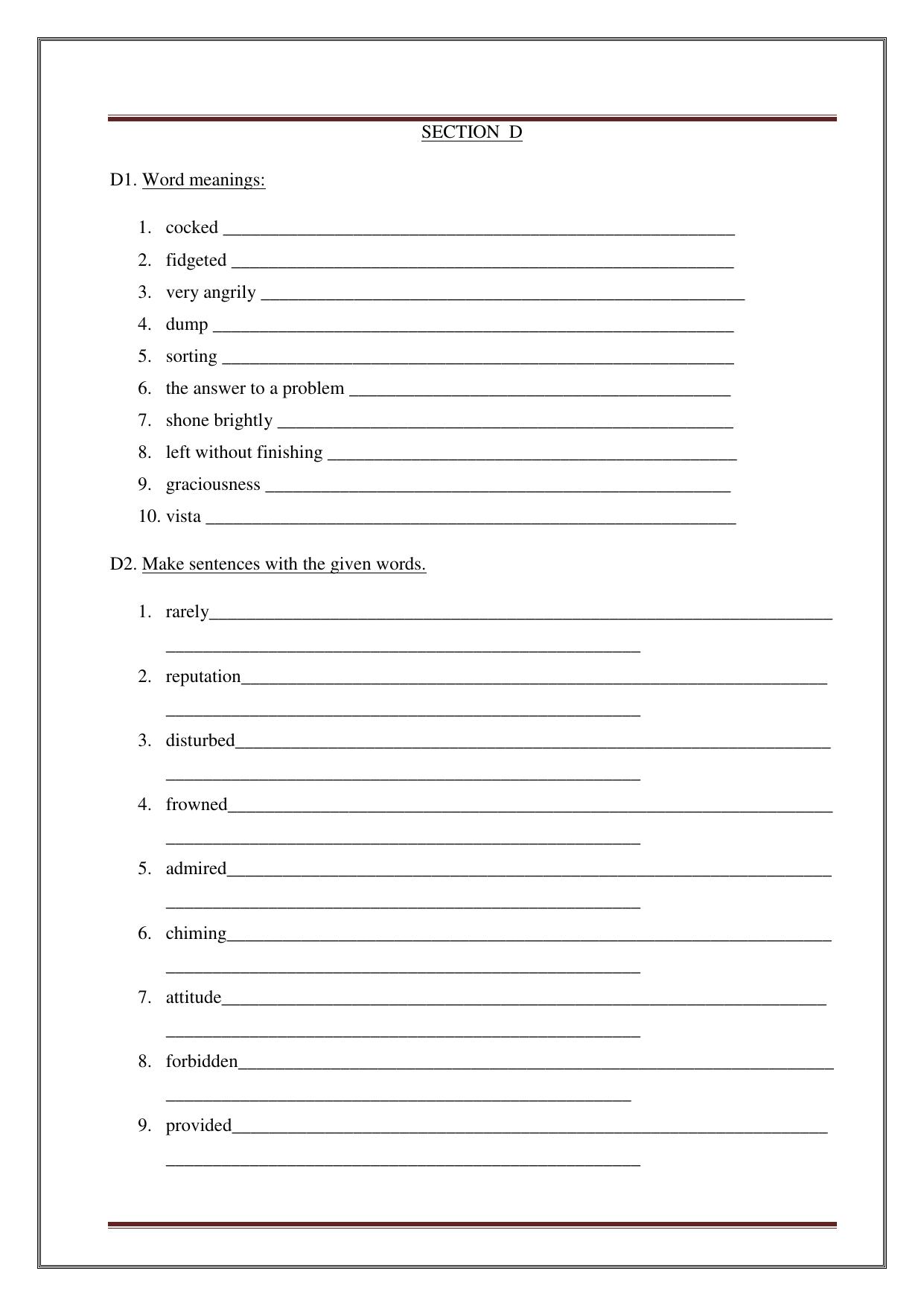 Worksheet for Class 5 English Assignment 9 - Page 26