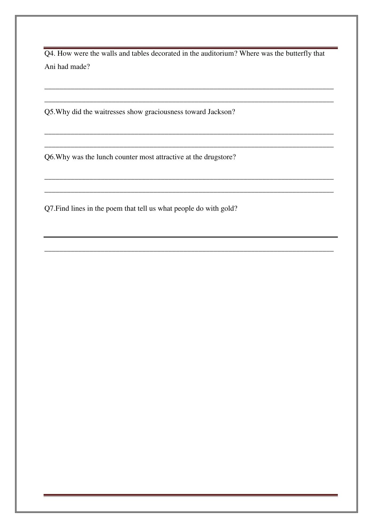 Worksheet for Class 5 English Assignment 9 - Page 28