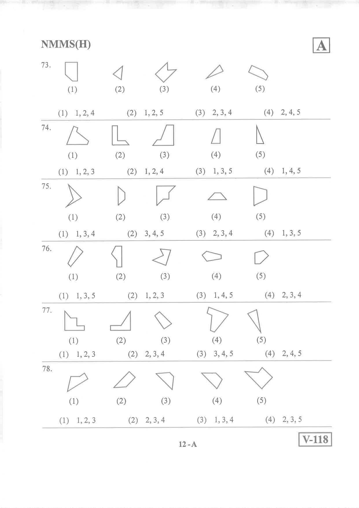 Hindi Medium Nov 2019 (Set A) Class 8 Andhra Pradesh NMMS Question Papers - Page 12