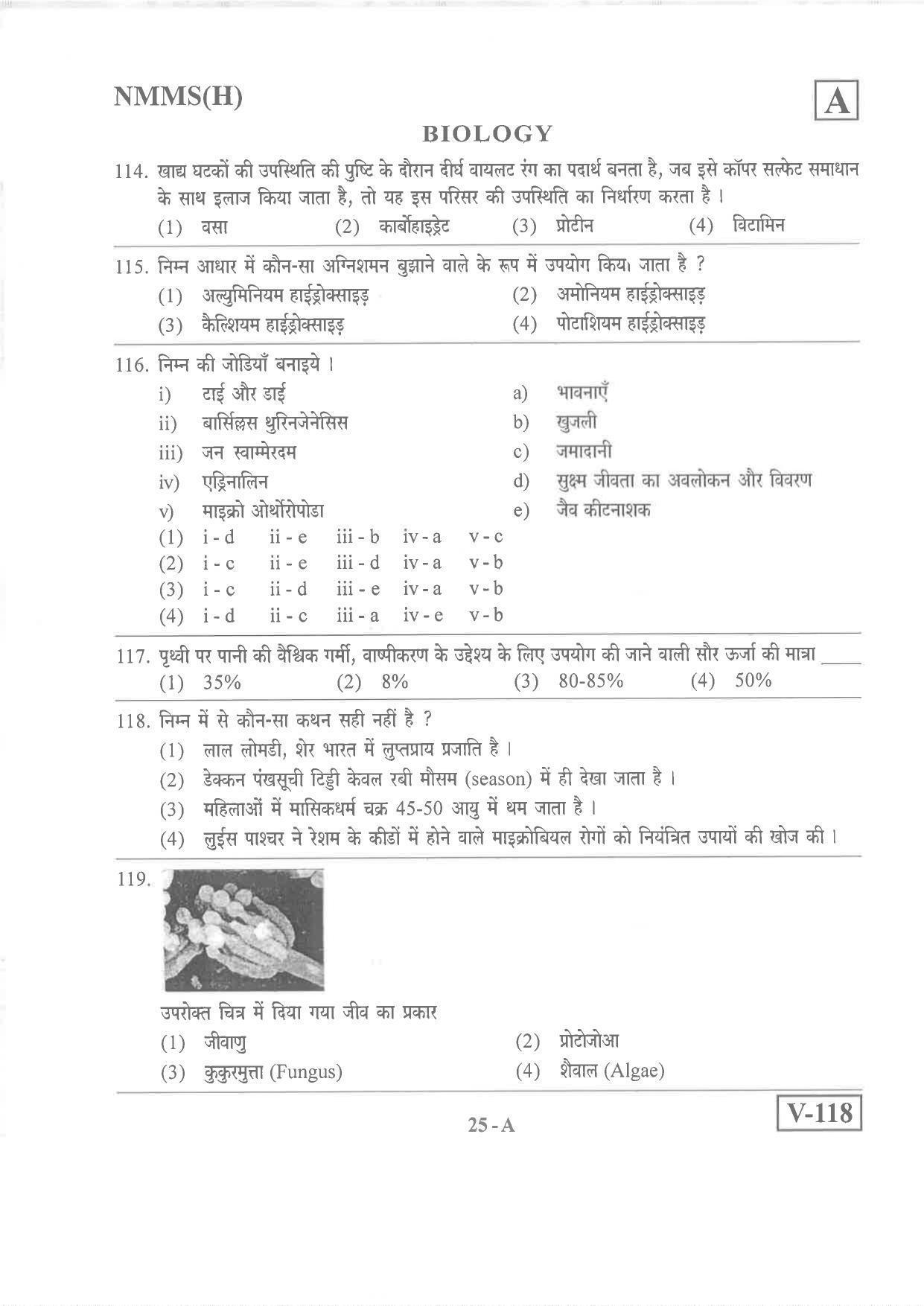Hindi Medium Nov 2019 (Set A) Class 8 Andhra Pradesh NMMS Question Papers - Page 25