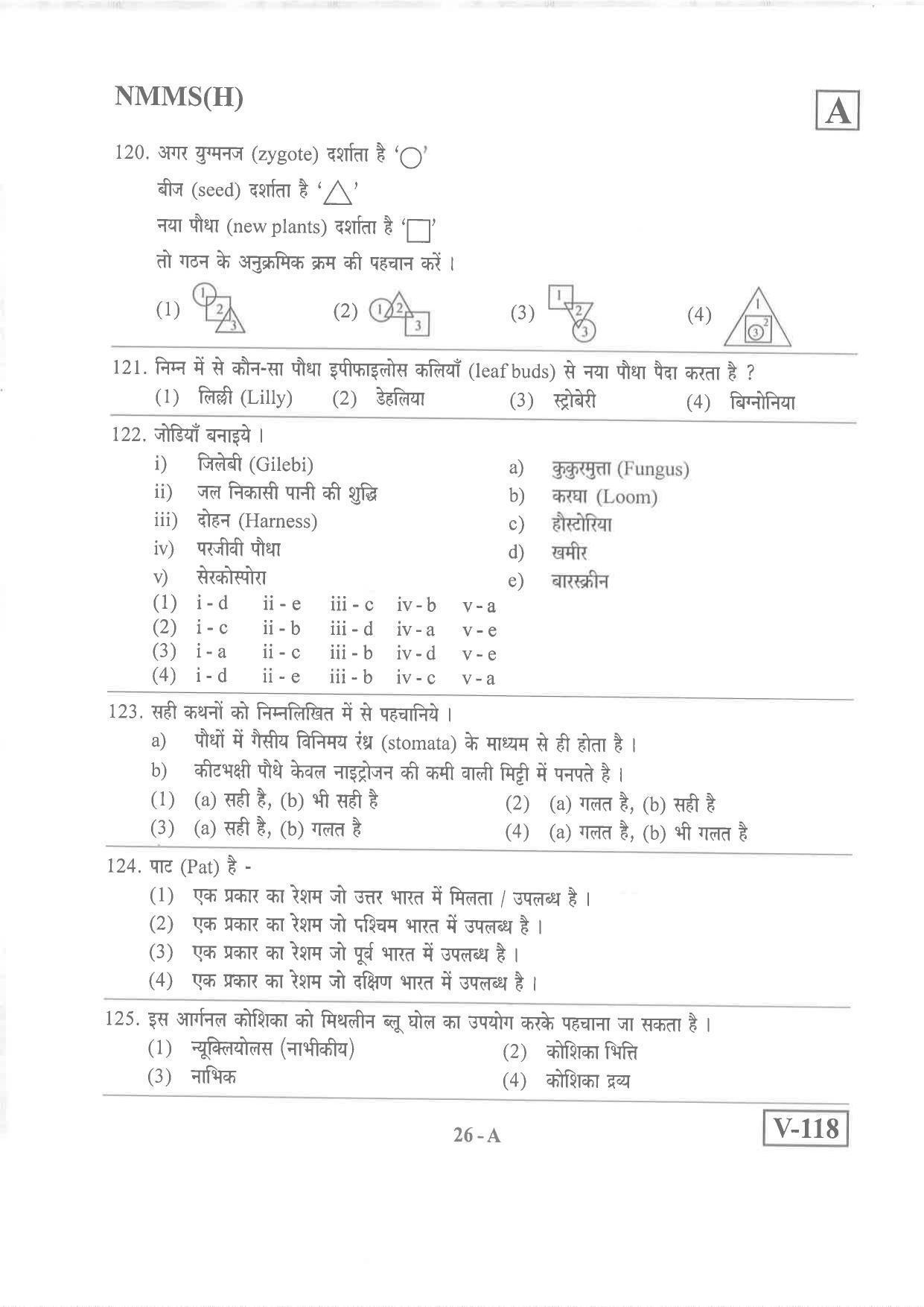 Hindi Medium Nov 2019 (Set A) Class 8 Andhra Pradesh NMMS Question Papers - Page 26