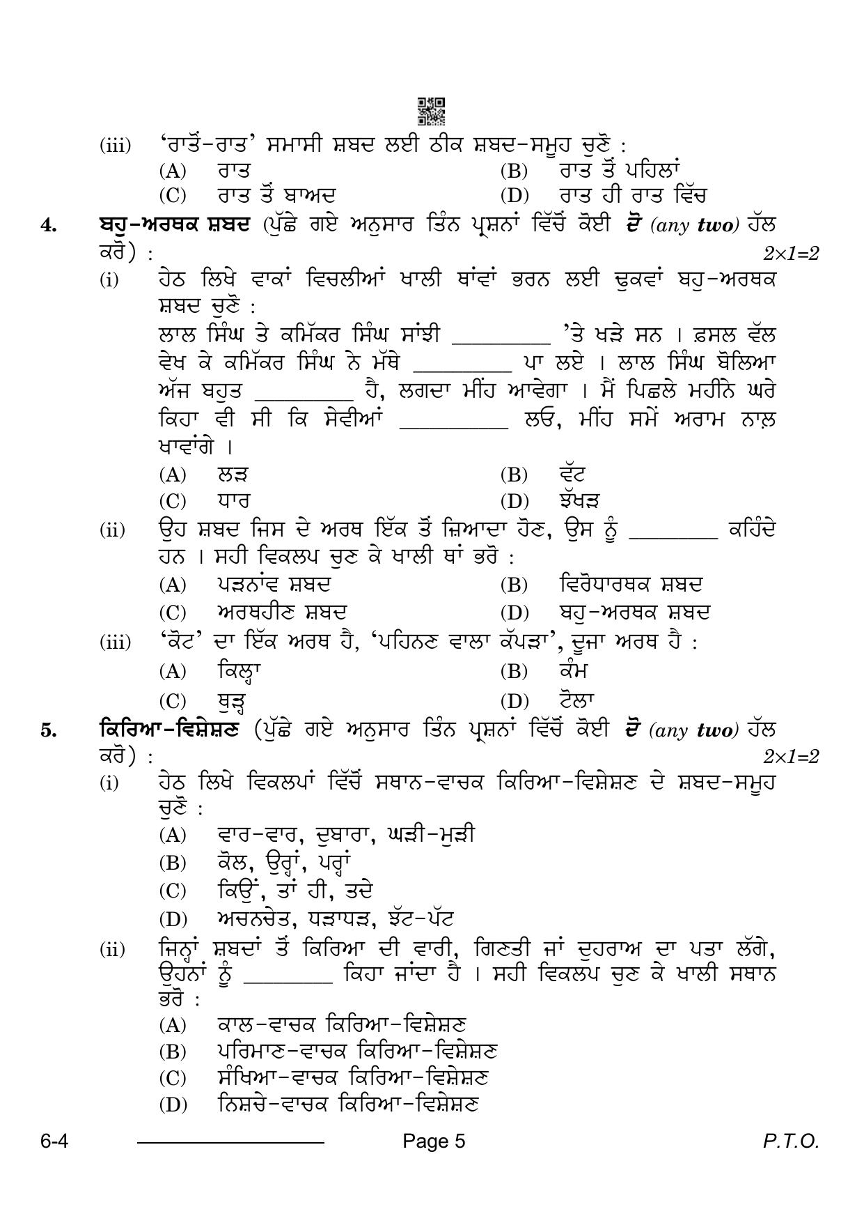 CBSE Class 10 Punjabi 2024 Question Paper - Page 5