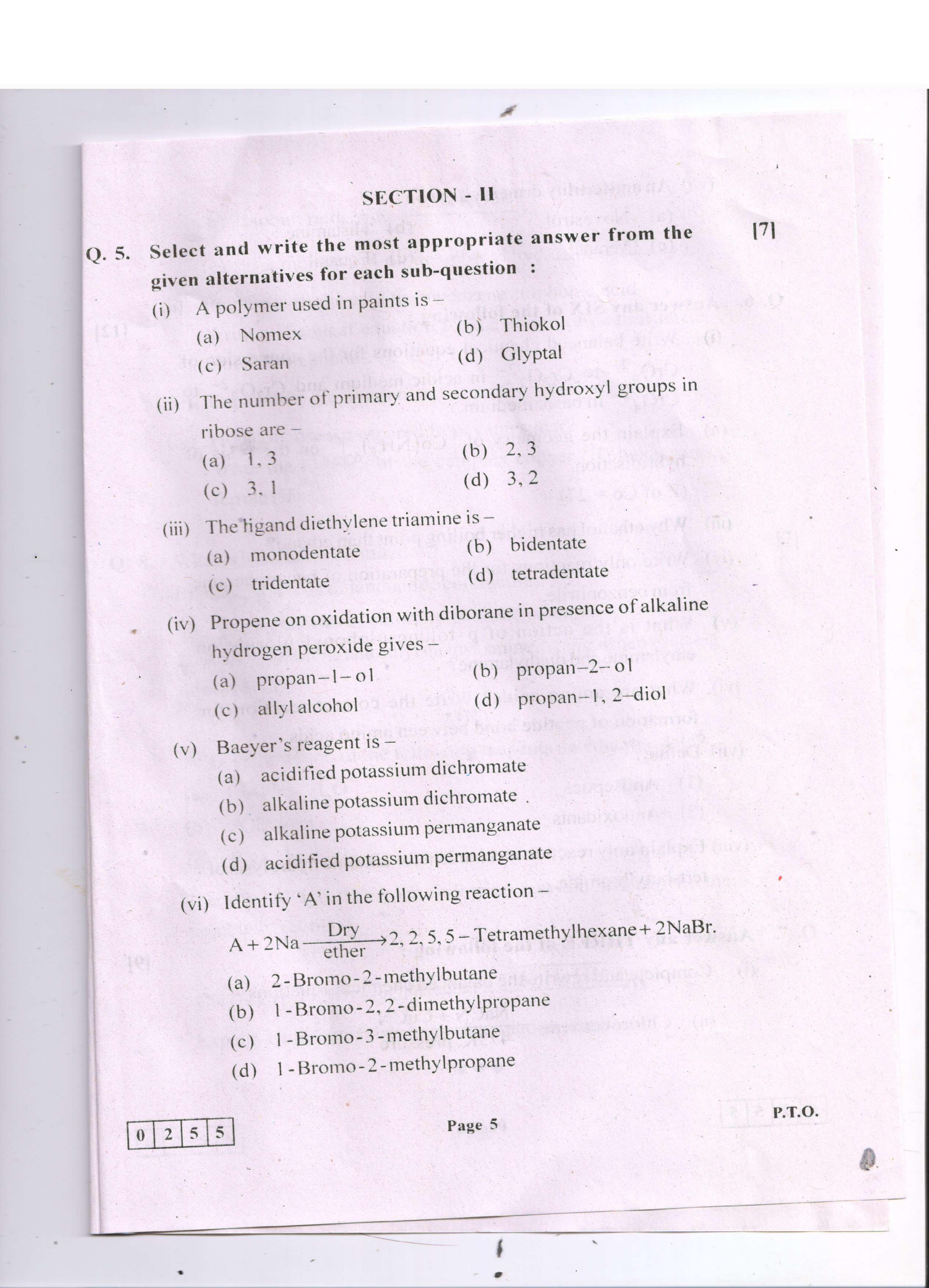 Maharashtra Board HSC Question Papers - 2018 - Chemistry - Page 5