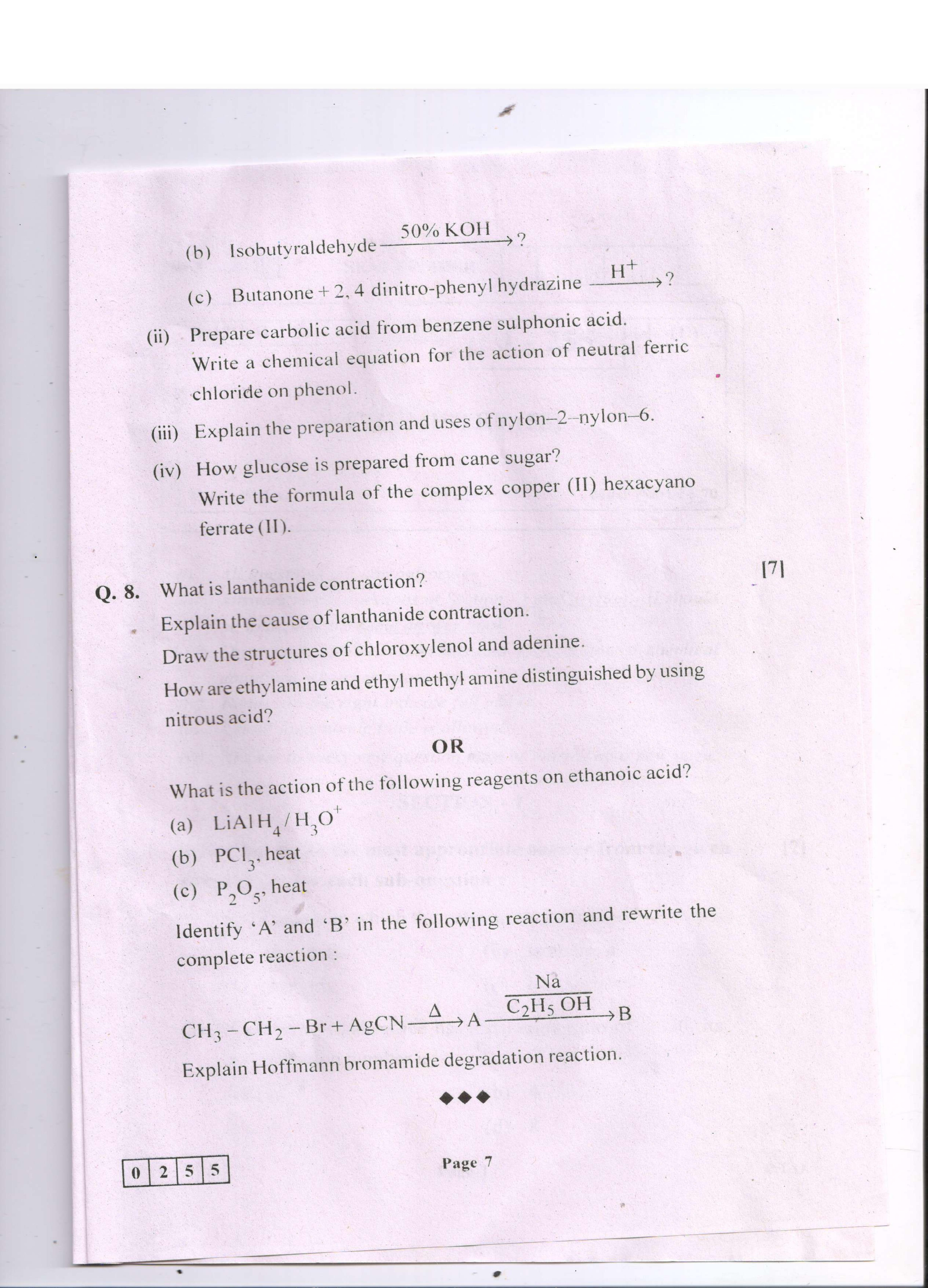 Maharashtra Board HSC Question Papers - 2018 - Chemistry - Page 7