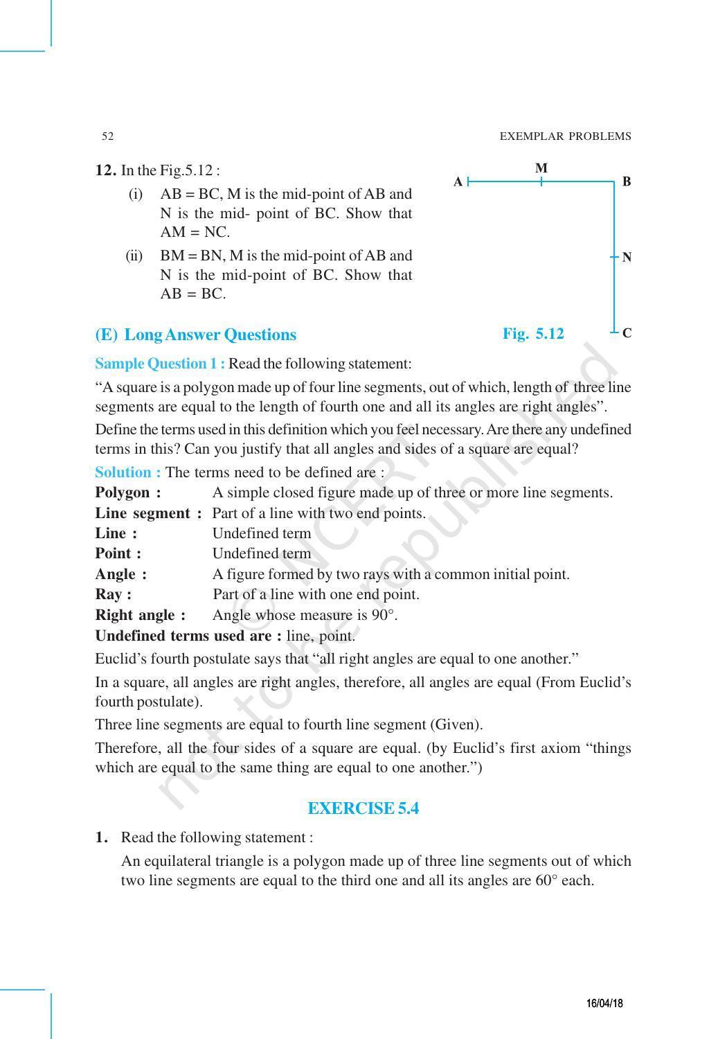 NCERT Exemplar Book for Class 9 Maths: Chapter 5 Introduction to Euclid’s Geometry - Page 10