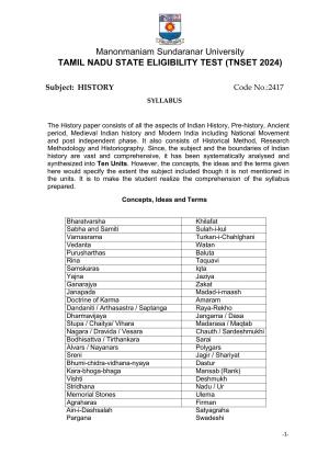 TNSET Syllabus - History