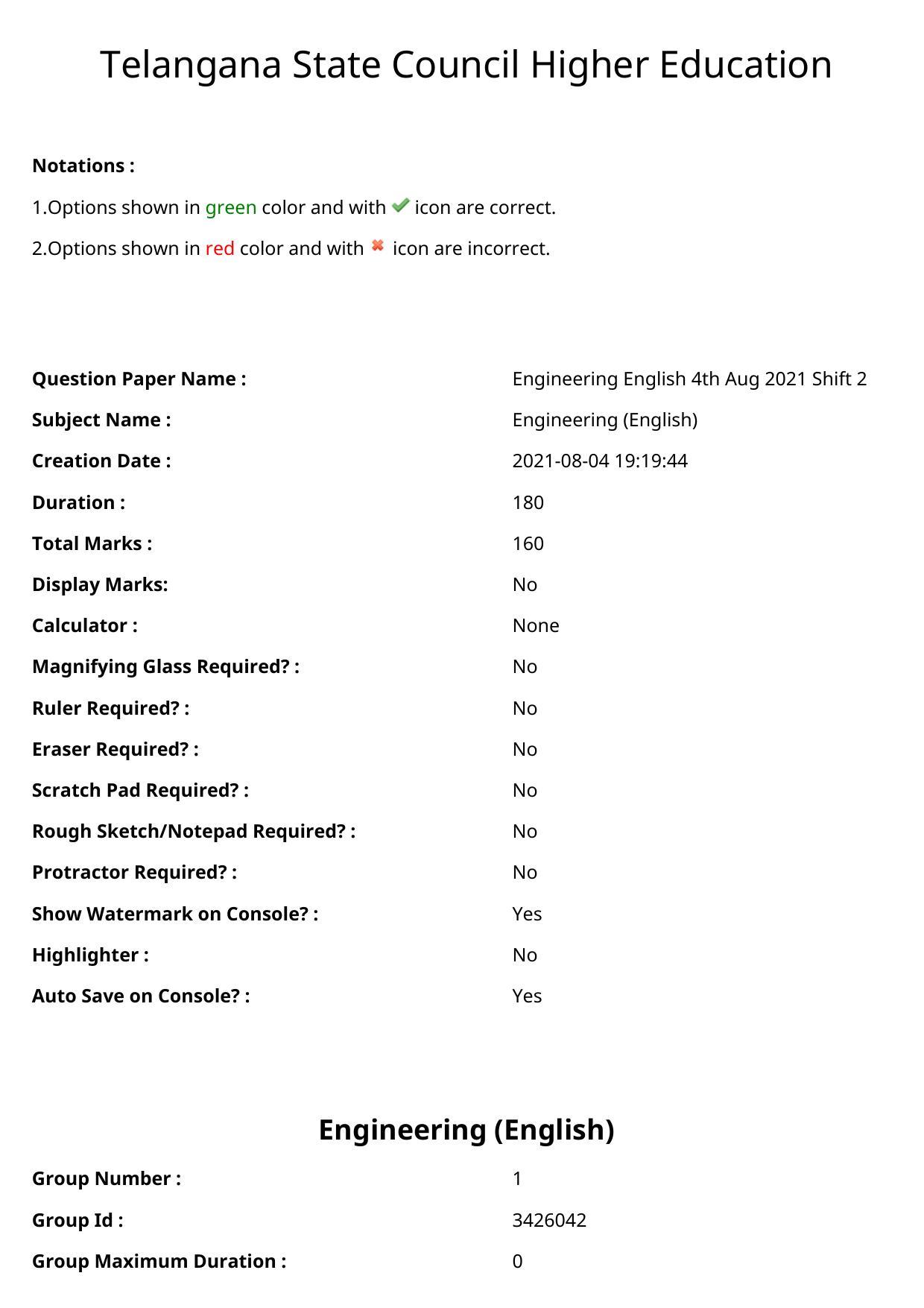 TS EAMCET 2021 Engineering Question Paper with Key (4 August 2021 Afternoon (English )) - Page 1