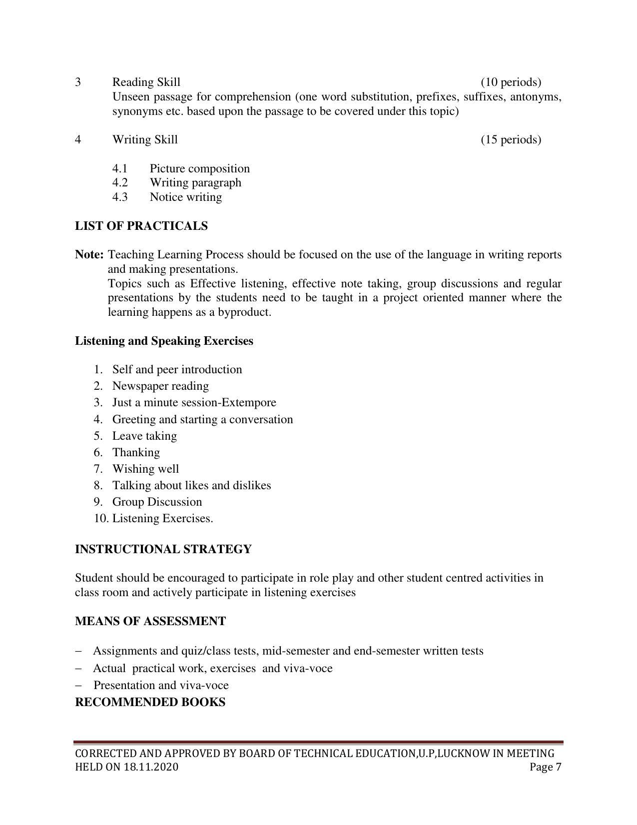 SYLLABUS FOR FIRST SEMESTER SESSION (20202021) SIX SEMESTER DIPLOMA