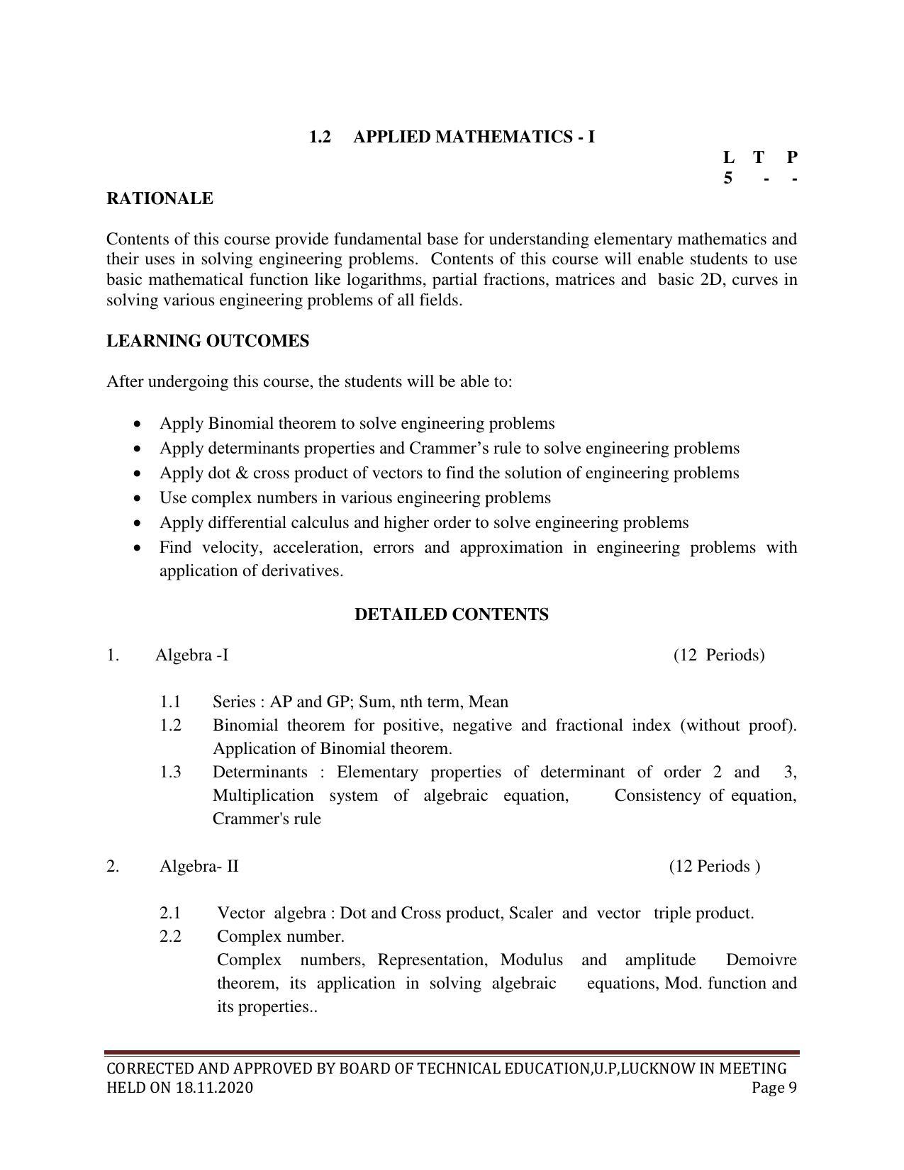 SYLLABUS FOR FIRST SEMESTER SESSION (20202021) SIX SEMESTER DIPLOMA