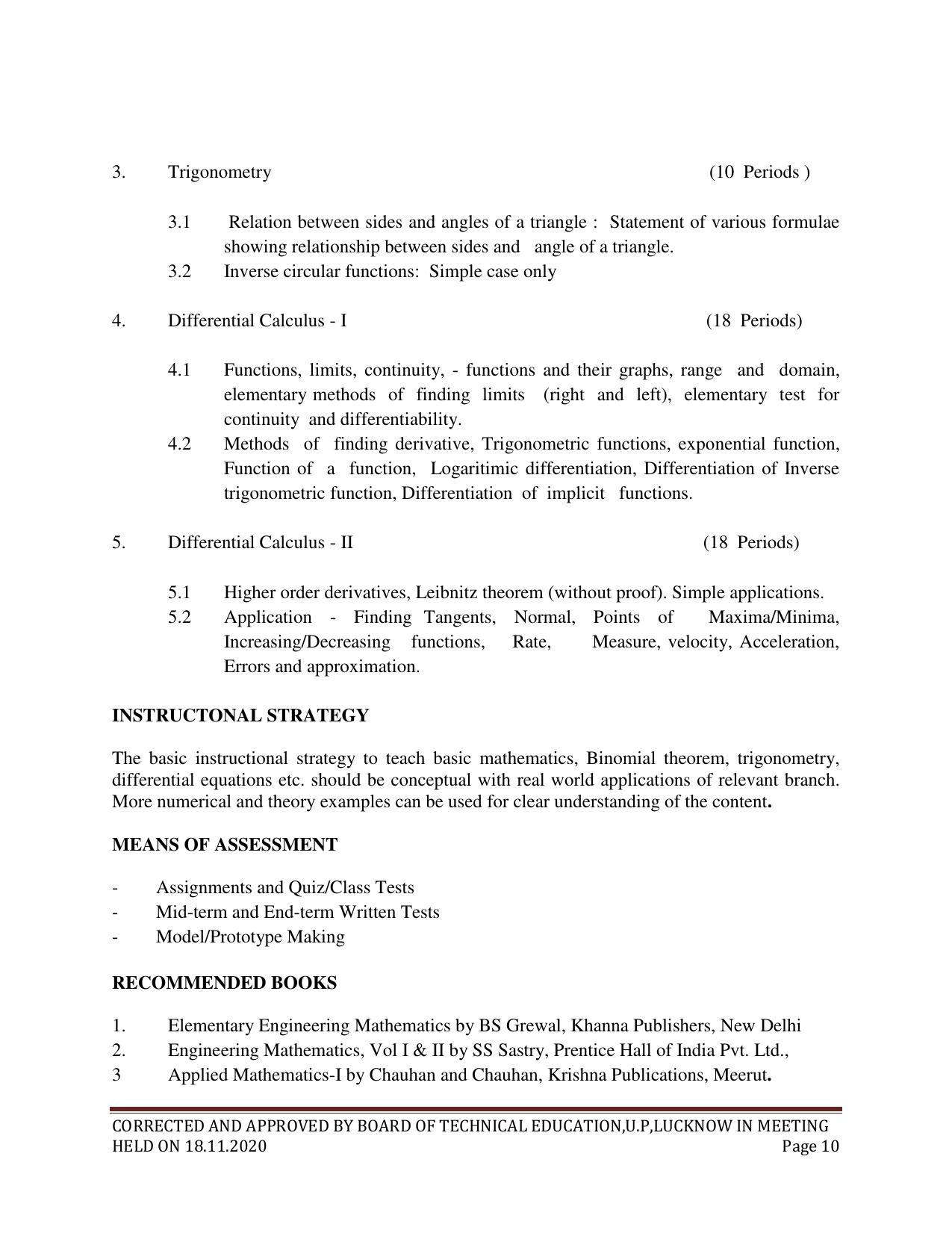 SYLLABUS FOR FIRST SEMESTER SESSION (2020-2021) - SIX SEMESTER DIPLOMA COURSE IN CHEMICAL TECHNOLOGY(RUBBER AND PLASTIC) - Page 10