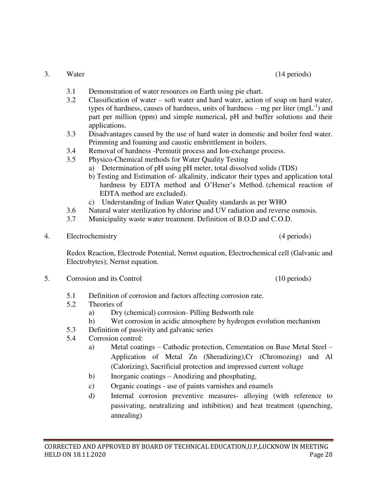 SYLLABUS FOR FIRST SEMESTER SESSION (2020-2021) - SIX SEMESTER DIPLOMA COURSE IN CHEMICAL TECHNOLOGY(RUBBER AND PLASTIC) - Page 20