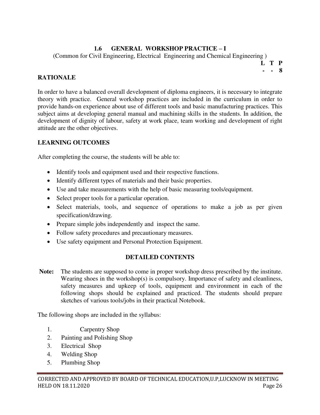 SYLLABUS FOR FIRST SEMESTER SESSION (20202021) SIX SEMESTER DIPLOMA